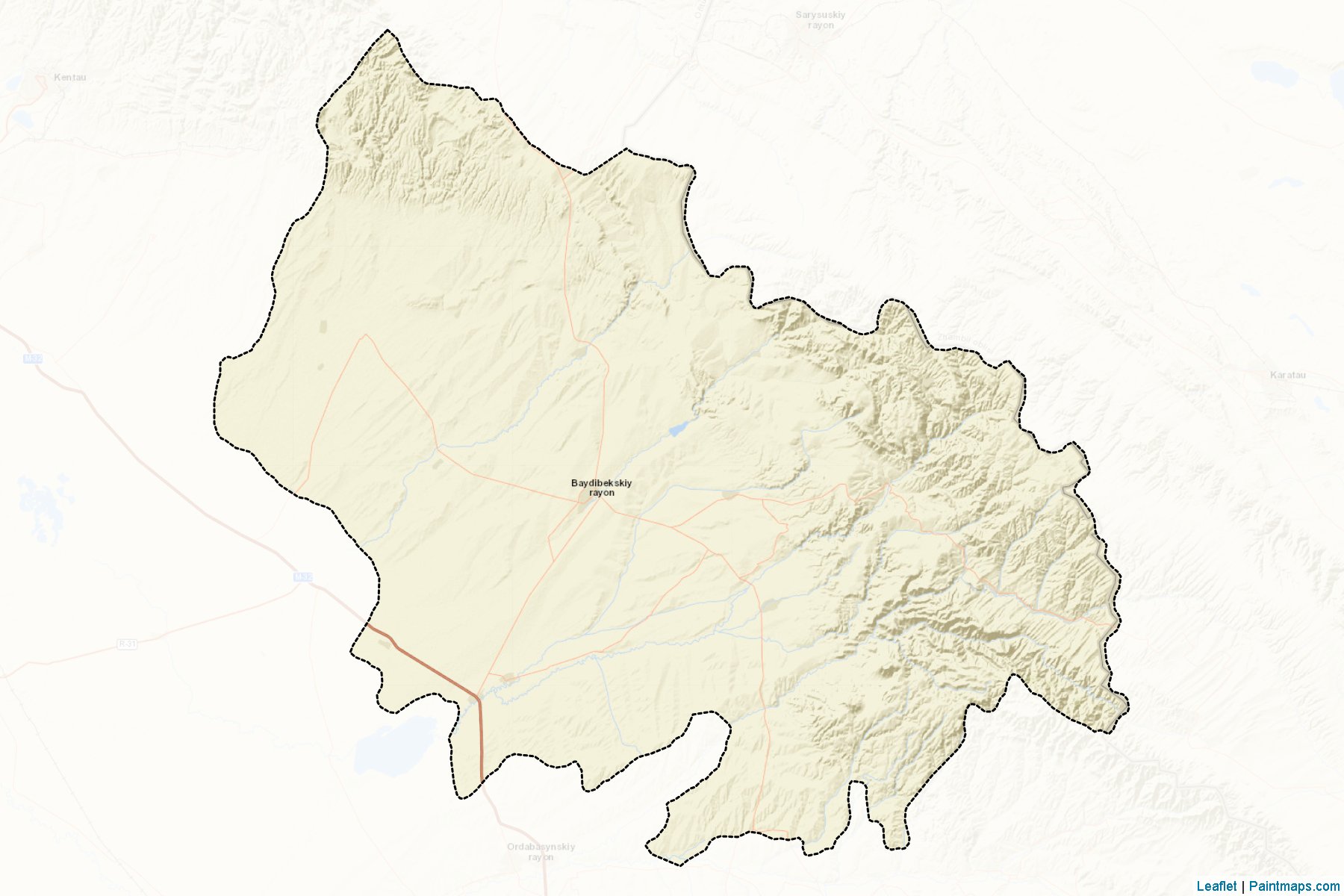 Muestras de recorte de mapas Baydibekskiy (South Kazakhstan)-2