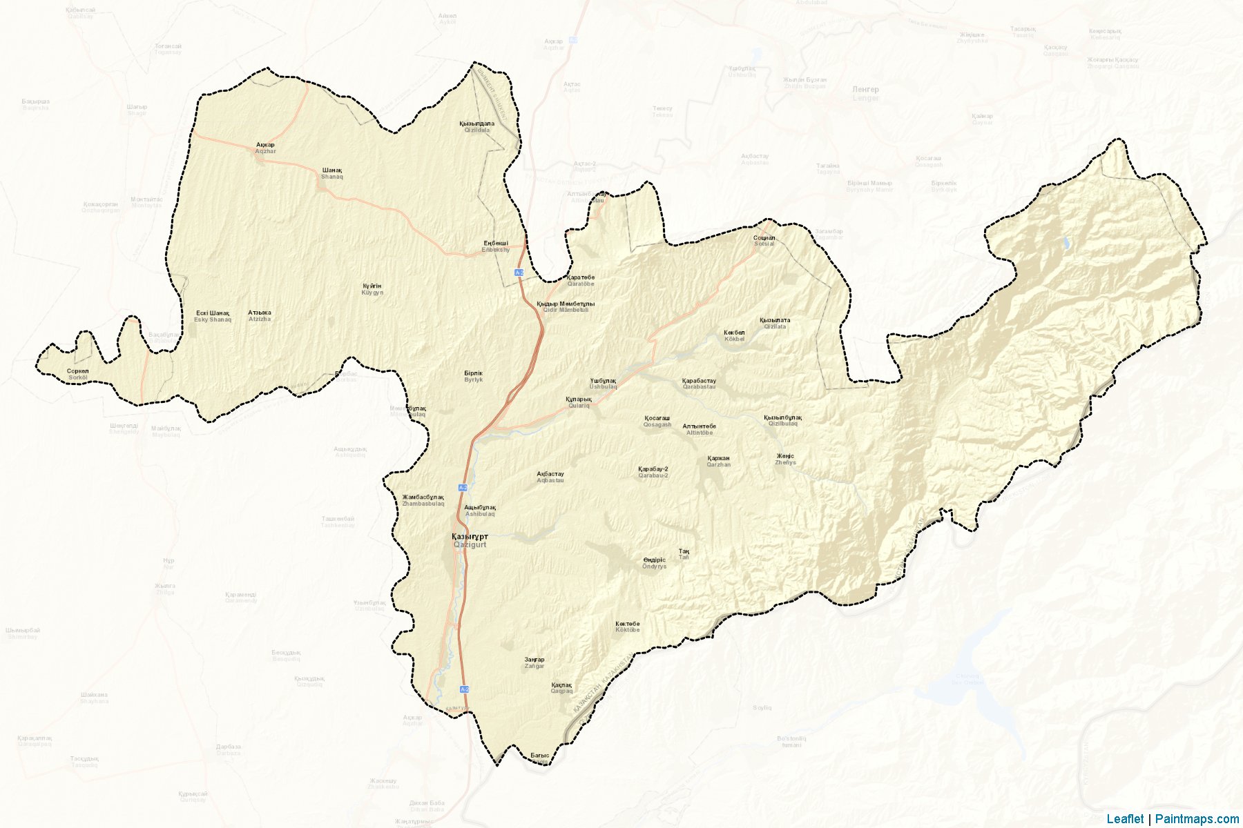 Muestras de recorte de mapas Kazygurtskiy (South Kazakhstan)-2