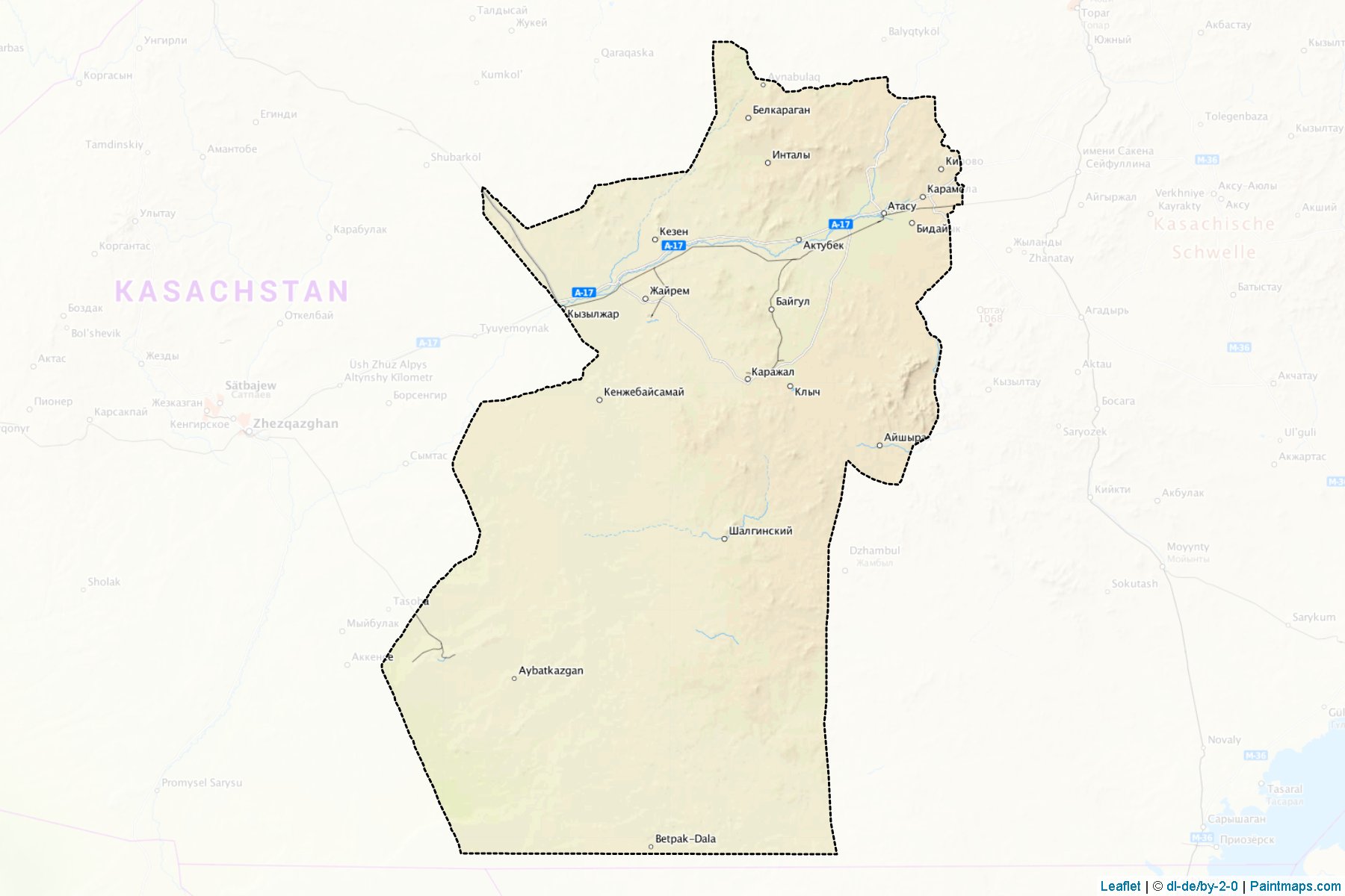 Muestras de recorte de mapas Zhanaarkinskiy (Qaraghandy)-1