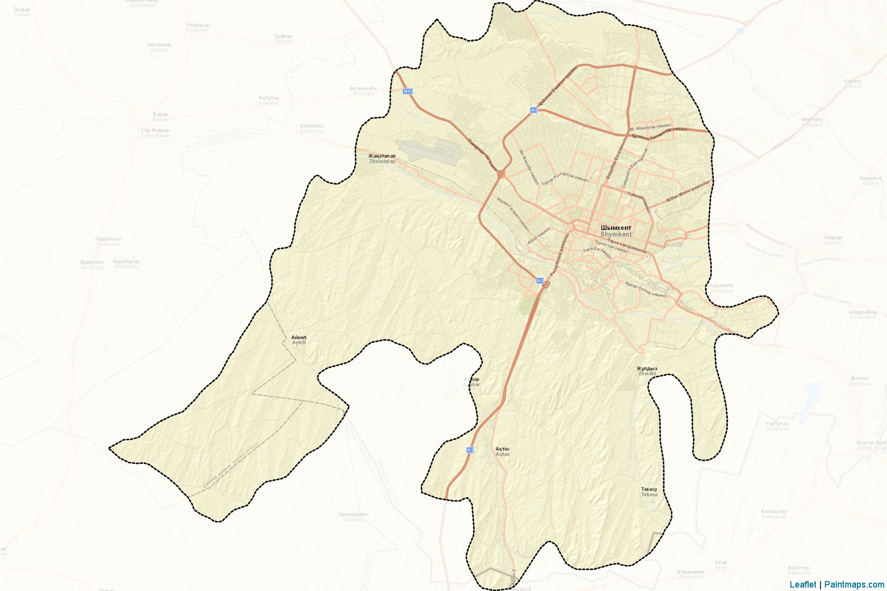 Muestras de recorte de mapas Shymkent (South Kazakhstan)-2