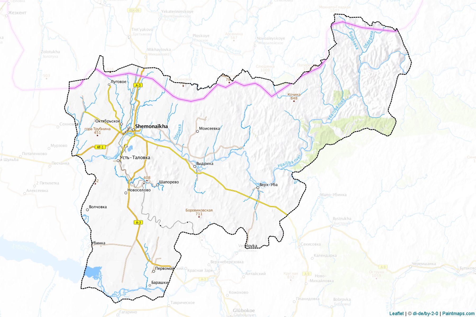 Muestras de recorte de mapas Shemonaikhinskiy (East Kazakhstan)-1