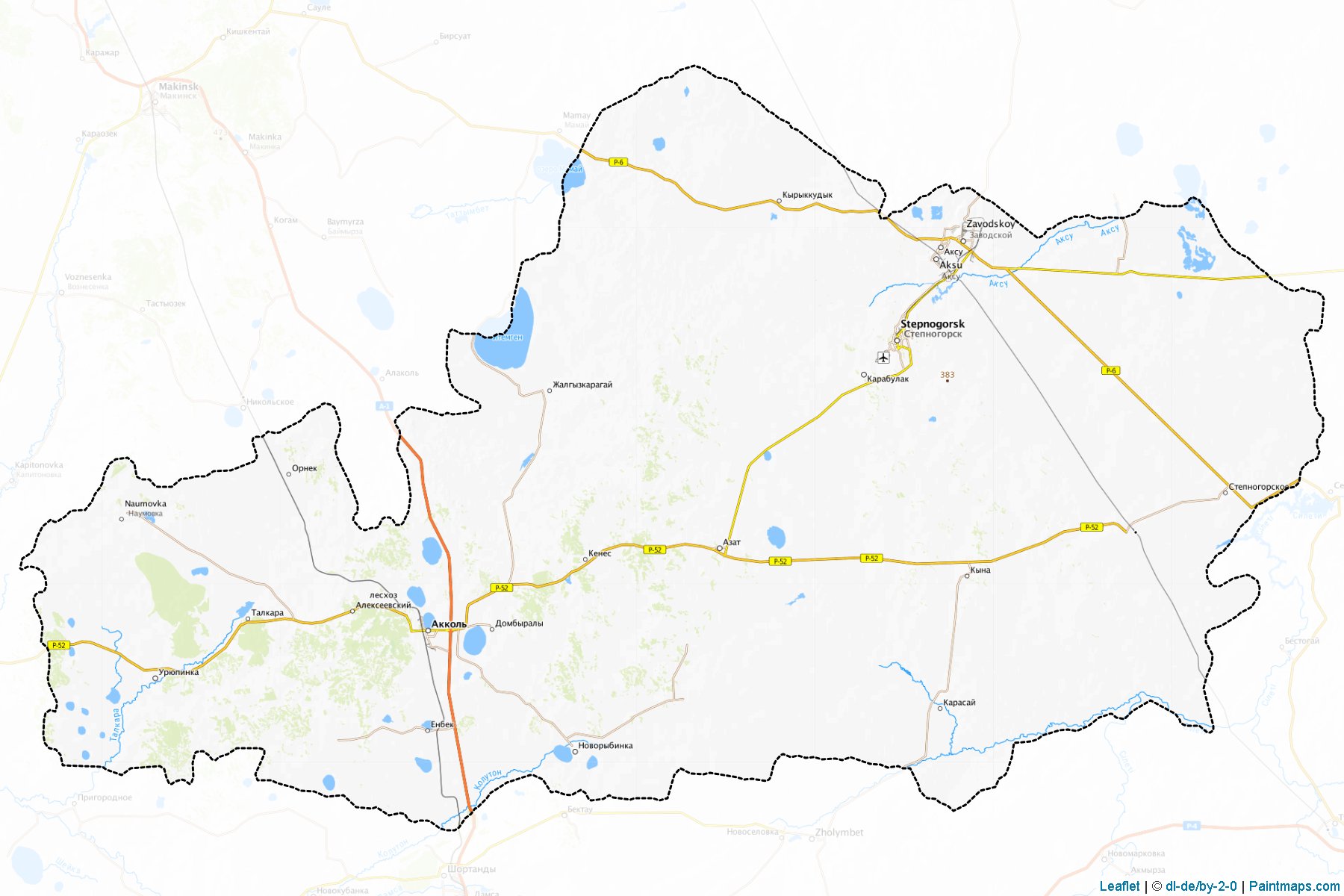 Muestras de recorte de mapas Akkol`skiy (Aqmola)-1