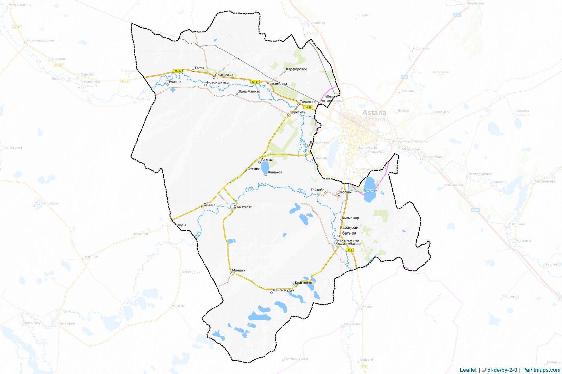 Muestras de recorte de mapas Tselinogradskiy (Aqmola)-1