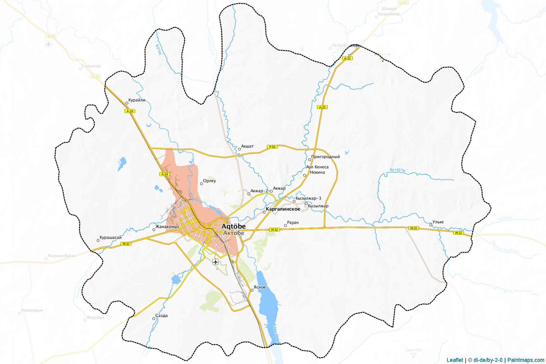 Aqtobe (Aktöbe eyaleti) Haritası Örnekleri-1