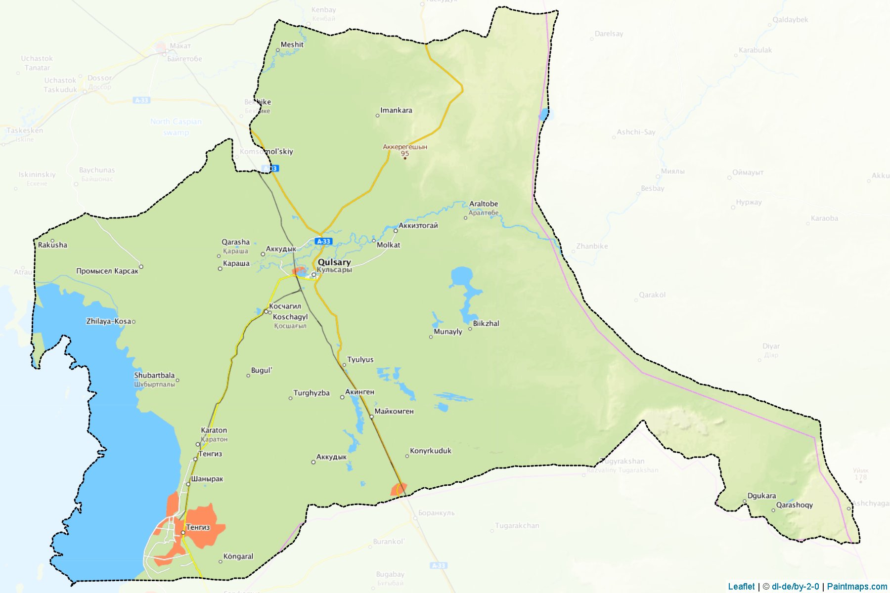 Muestras de recorte de mapas Zhylyoyskiy (Atyrau)-1