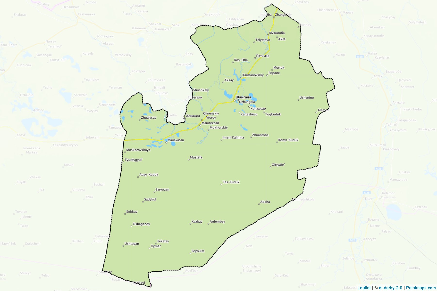 Muestras de recorte de mapas Dzhangalinskiy (West Kazakhstan)-1