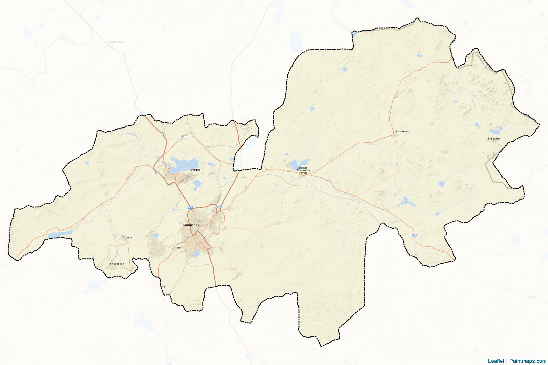 Muestras de recorte de mapas Bukhar-Zhyrauskiy (Qaraghandy)-2