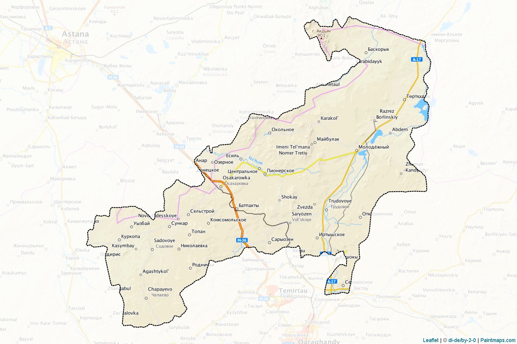 Muestras de recorte de mapas Osakarovskiy (Qaraghandy)-1