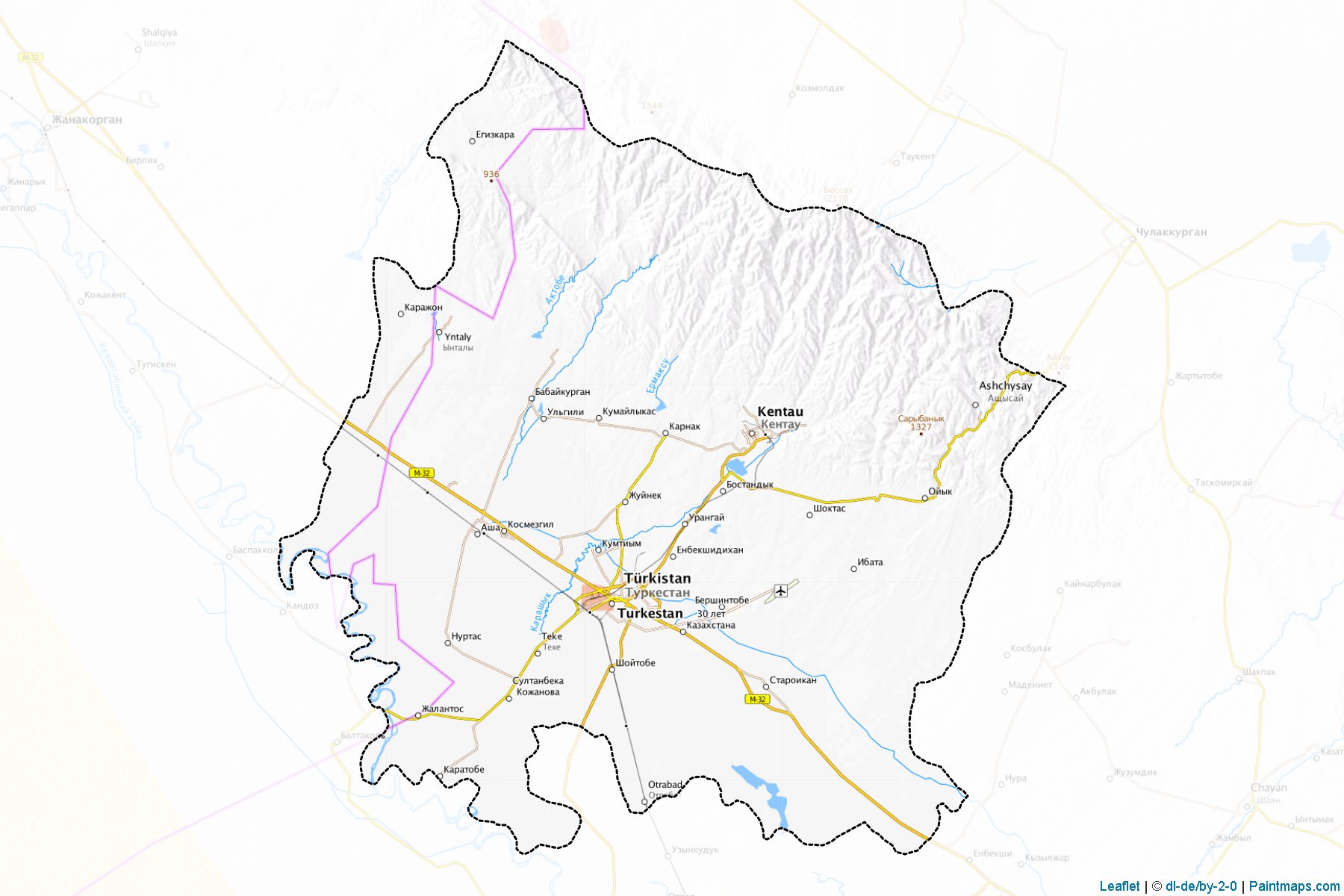 Muestras de recorte de mapas Turkestan (South Kazakhstan)-1