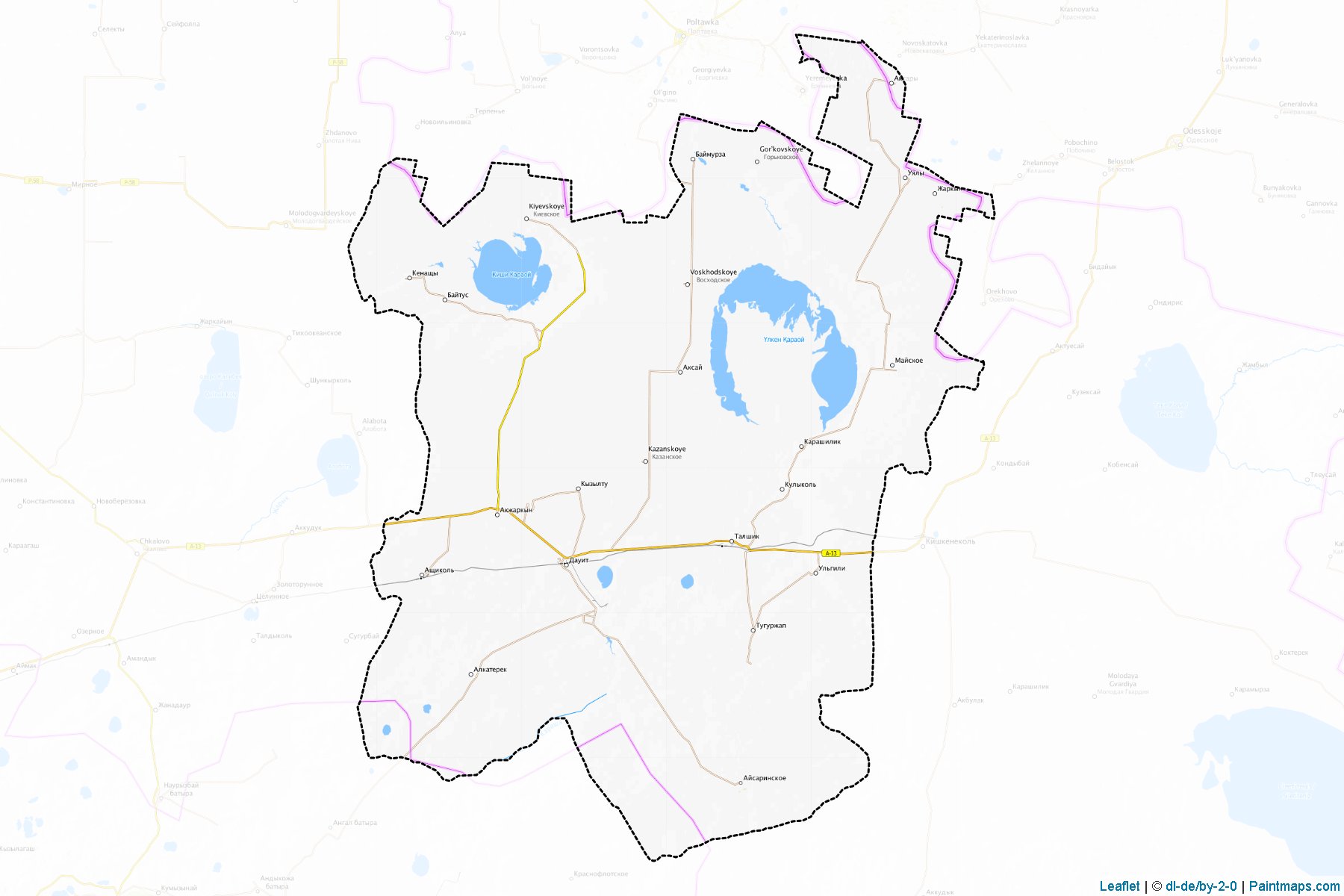 Muestras de recorte de mapas Akzharskiy (North Kazakhstan)-1