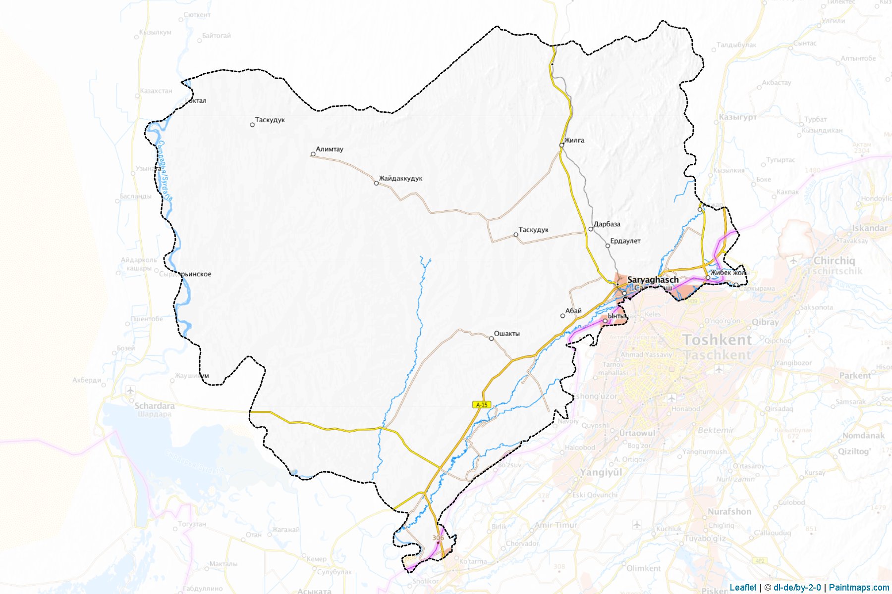 Muestras de recorte de mapas Saryagashskiy (South Kazakhstan)-1