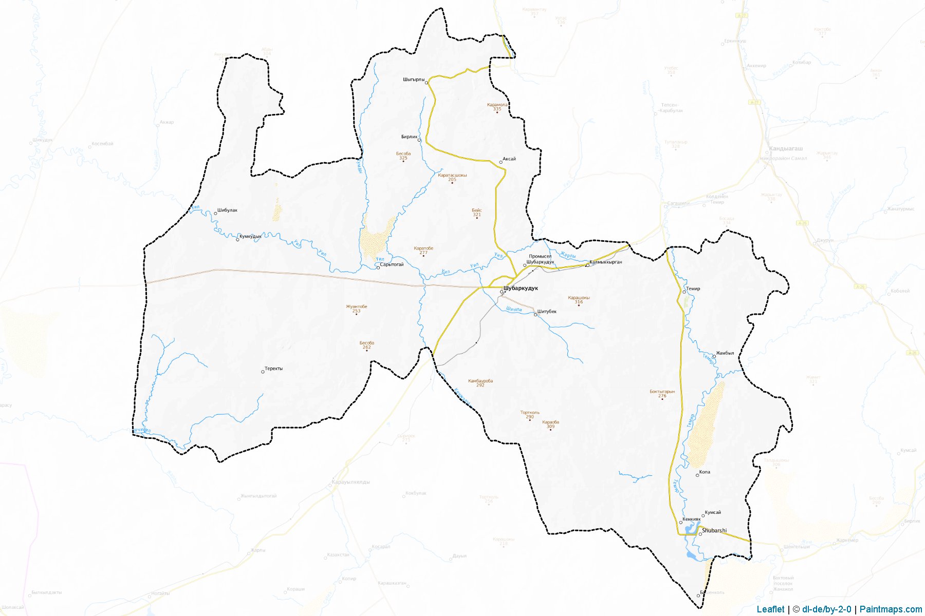 Muestras de recorte de mapas Temirskiy (Aqtöbe)-1