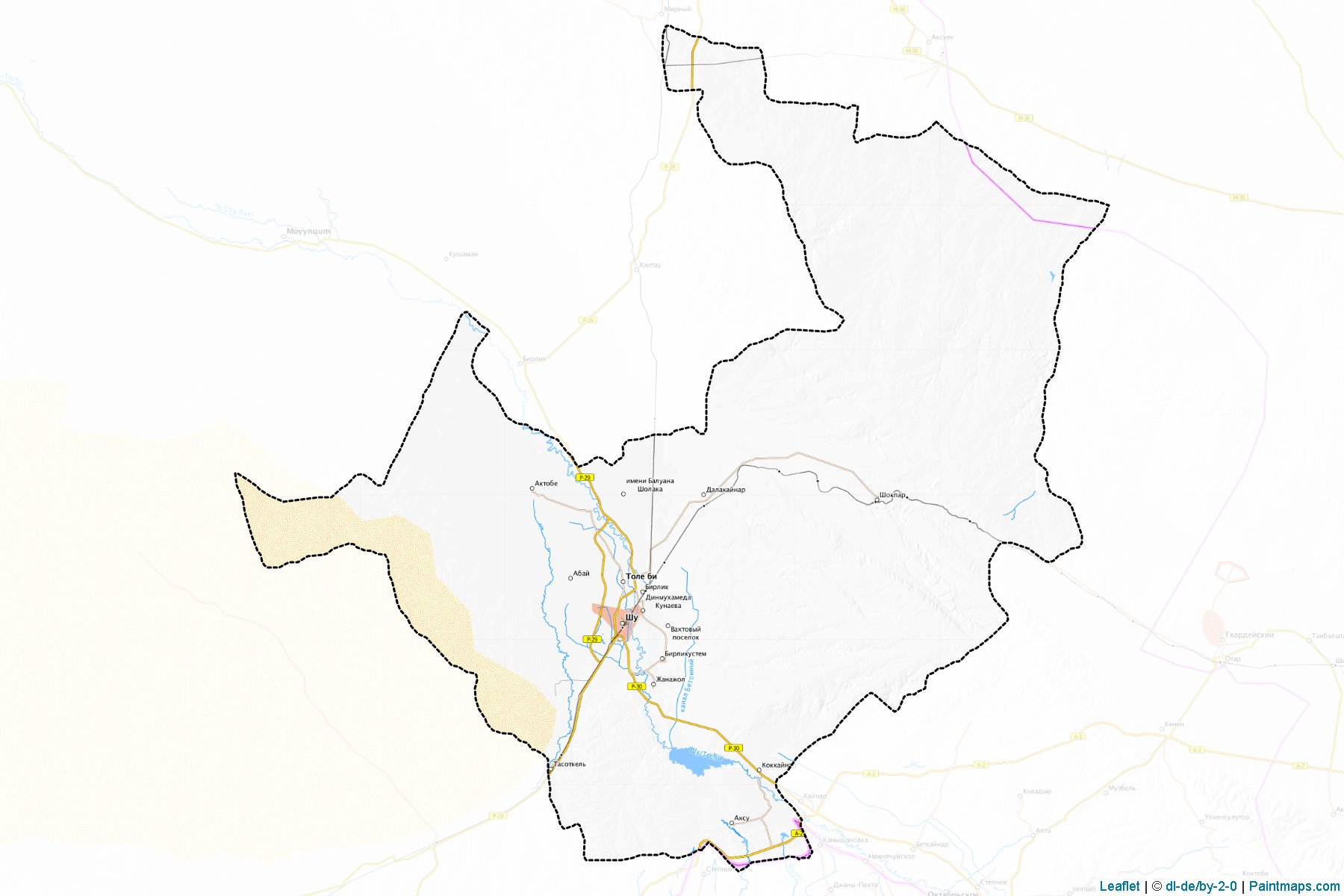 Muestras de recorte de mapas Shuskiy (Zhambyl)-1