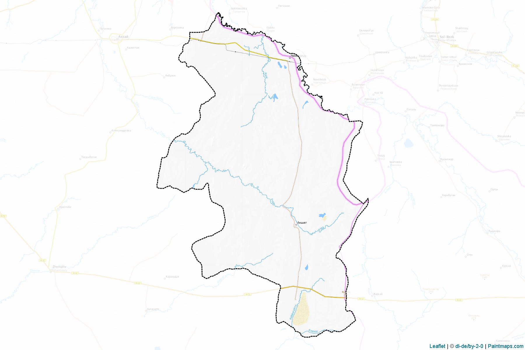 Muestras de recorte de mapas Chingirlauskiy (West Kazakhstan)-1