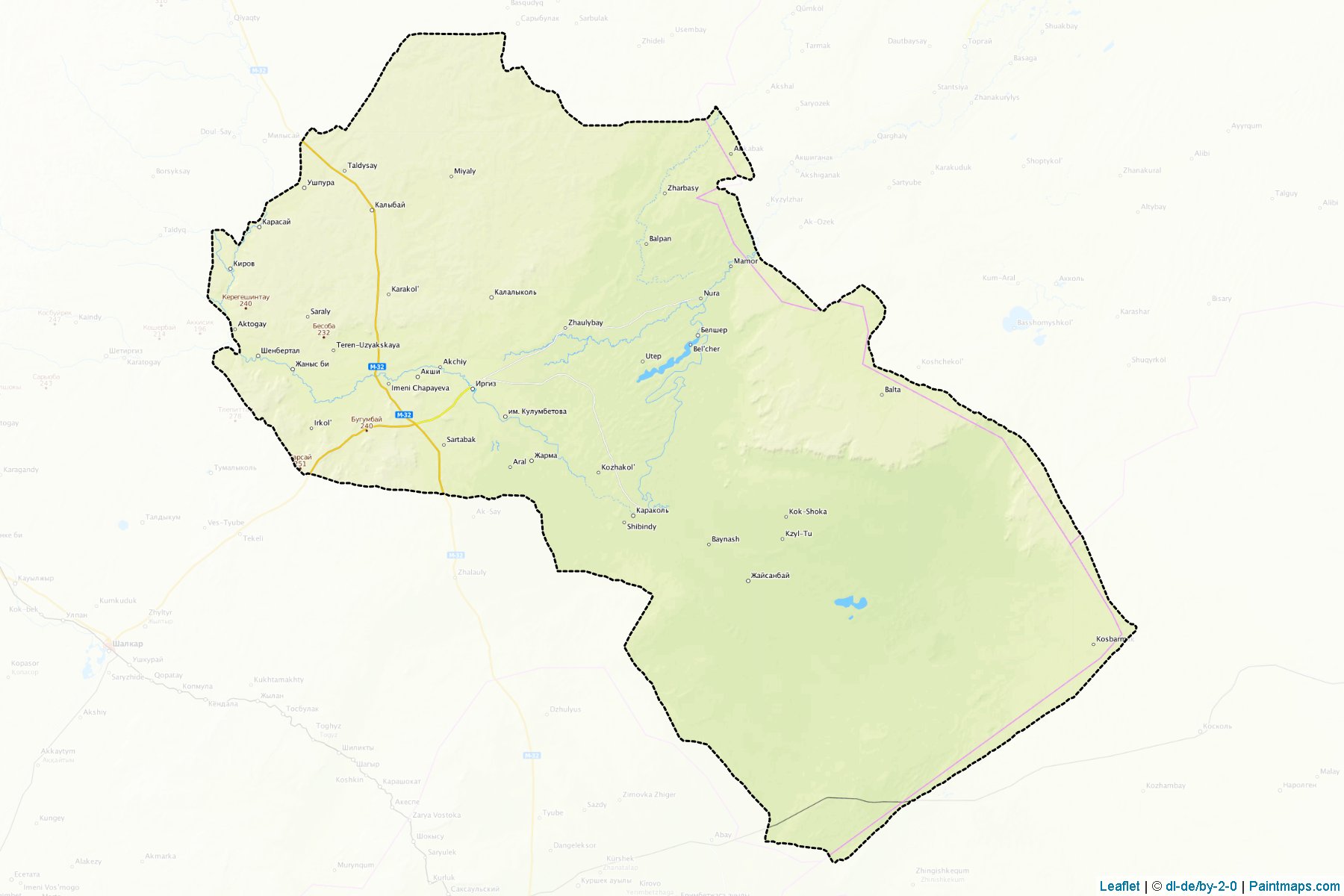 Muestras de recorte de mapas Irgizskiy (Aqtöbe)-1