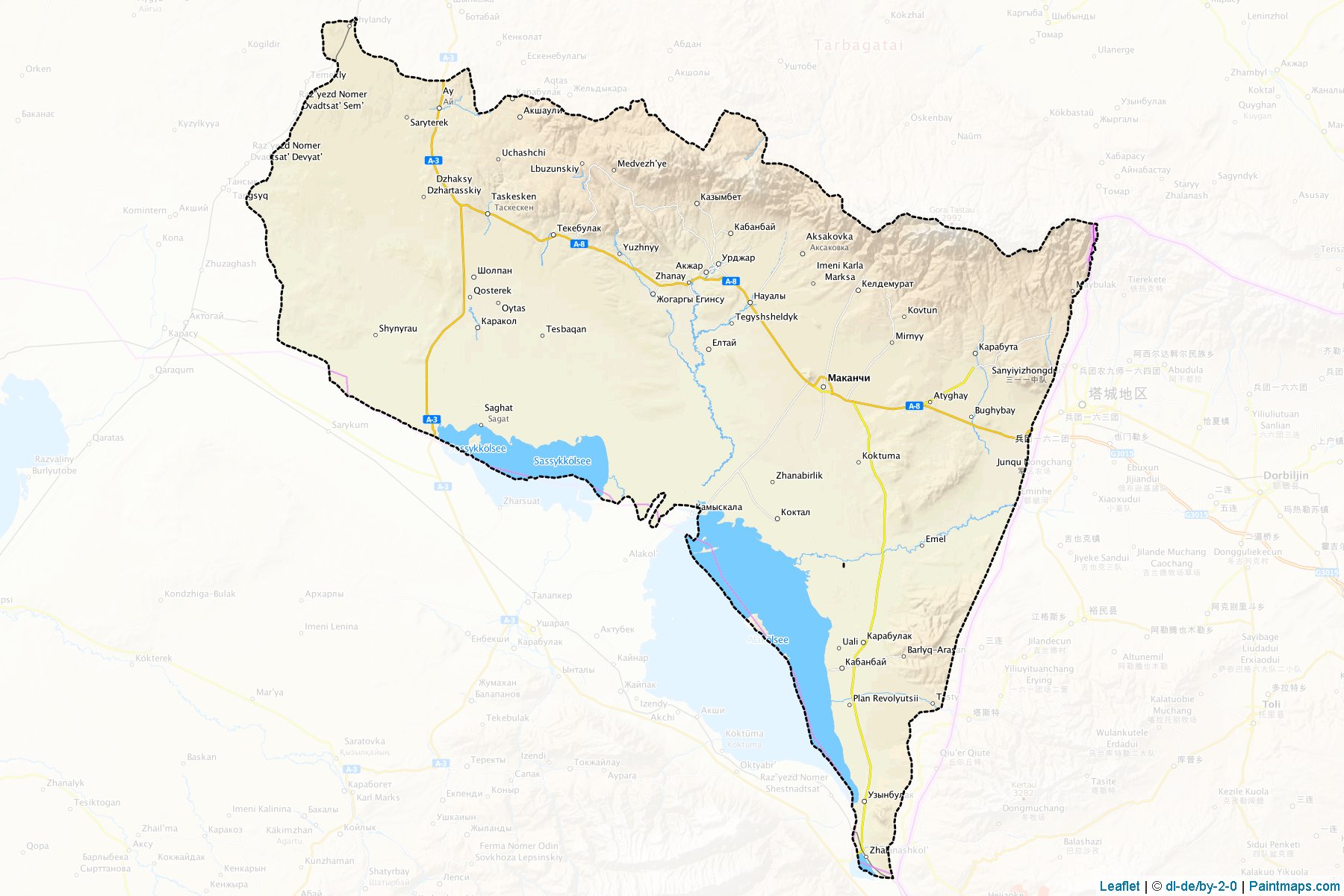 Muestras de recorte de mapas Urdzharskiy (East Kazakhstan)-1