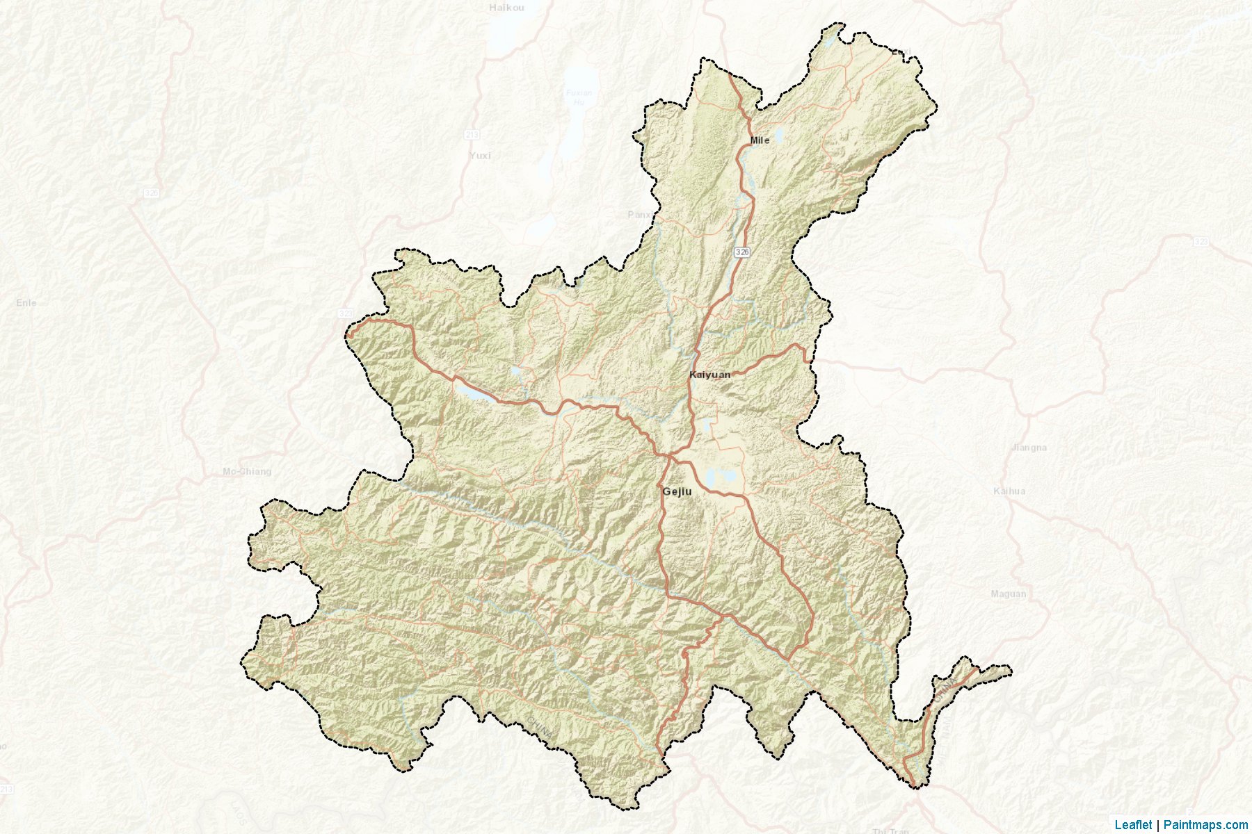 Muestras de recorte de mapas Honghe Hanizu (Yunnan)-2