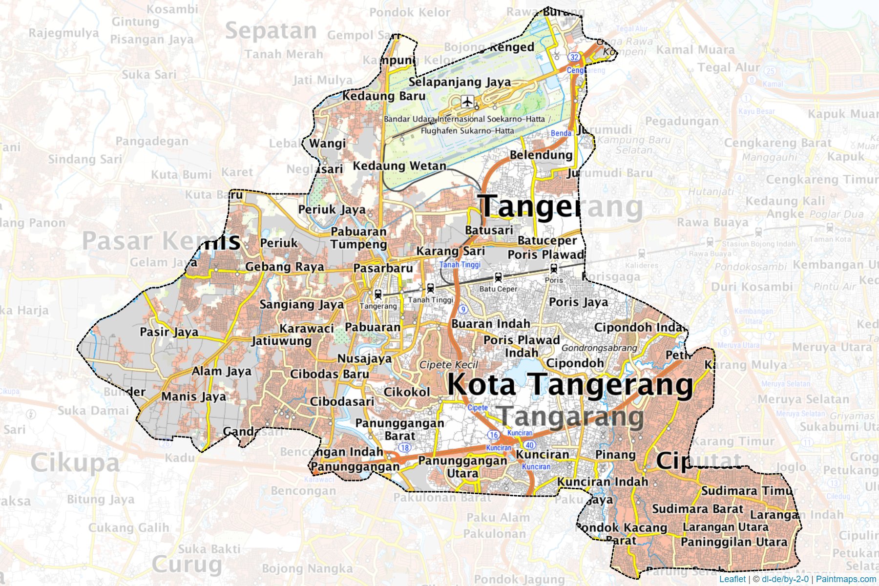 Muestras de recorte de mapas Tangerang (Banten)-1