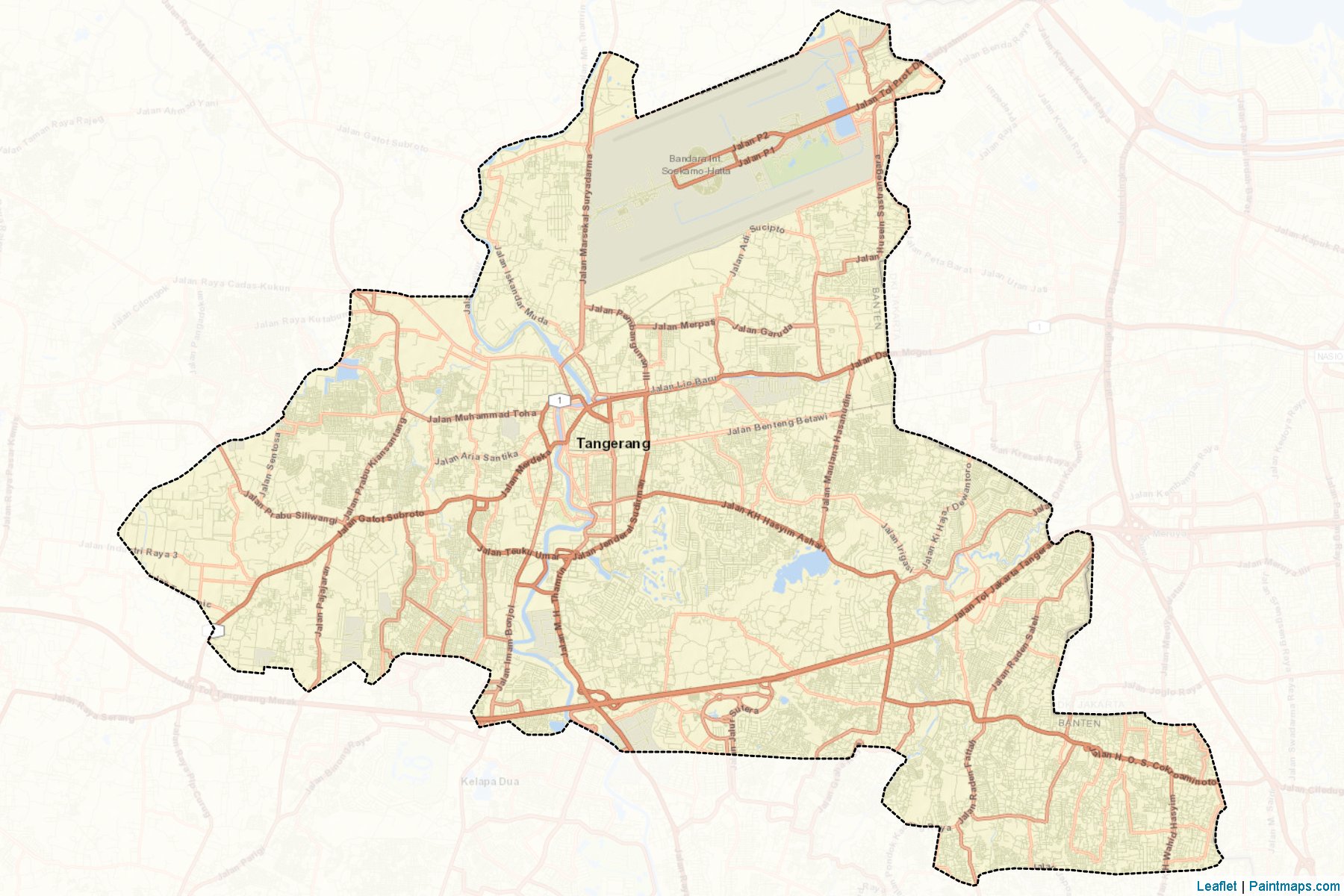 Muestras de recorte de mapas Tangerang (Banten)-2