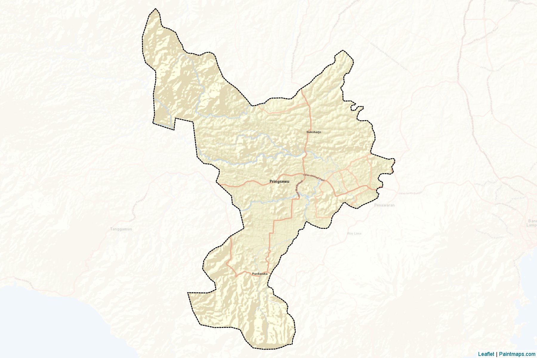 Muestras de recorte de mapas Pringsewu (Lampung)-2