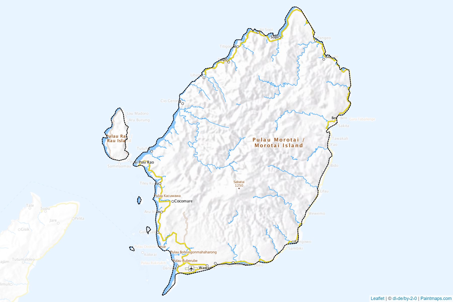 Muestras de recorte de mapas Pulau Morotai (Maluku Utara)-1