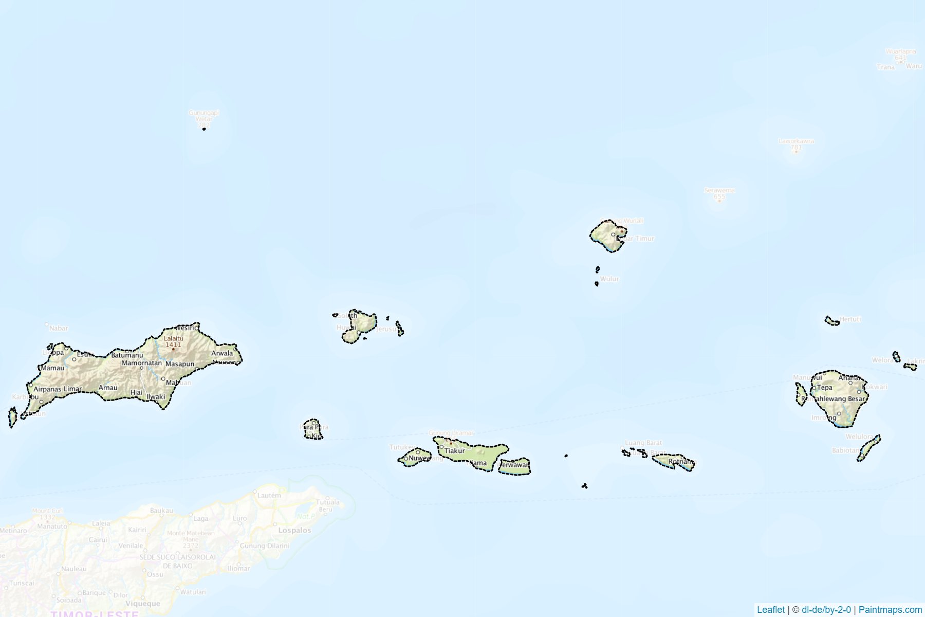 Muestras de recorte de mapas Maluku Barat Daya (Maluku)-1