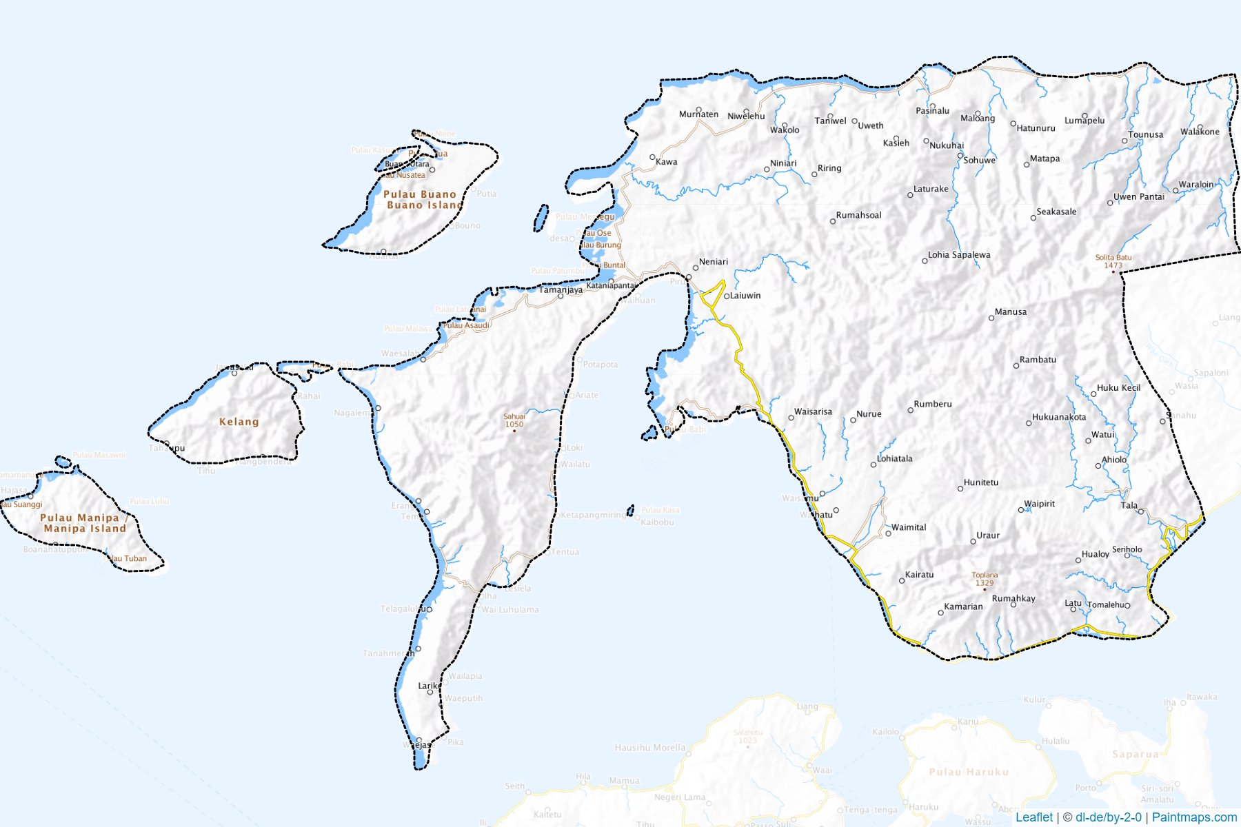 Muestras de recorte de mapas Seram Bagian Barat (Maluku)-1