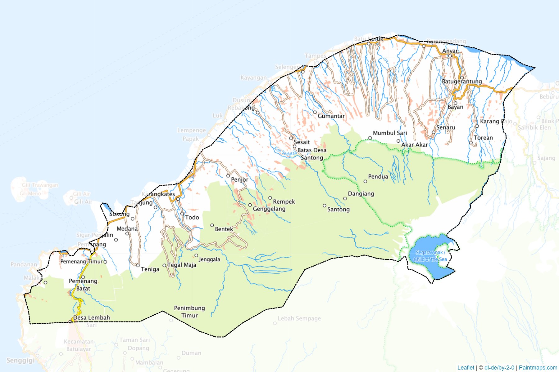 Lombok Utara (Batı Nusa Tenggara) Haritası Örnekleri-1