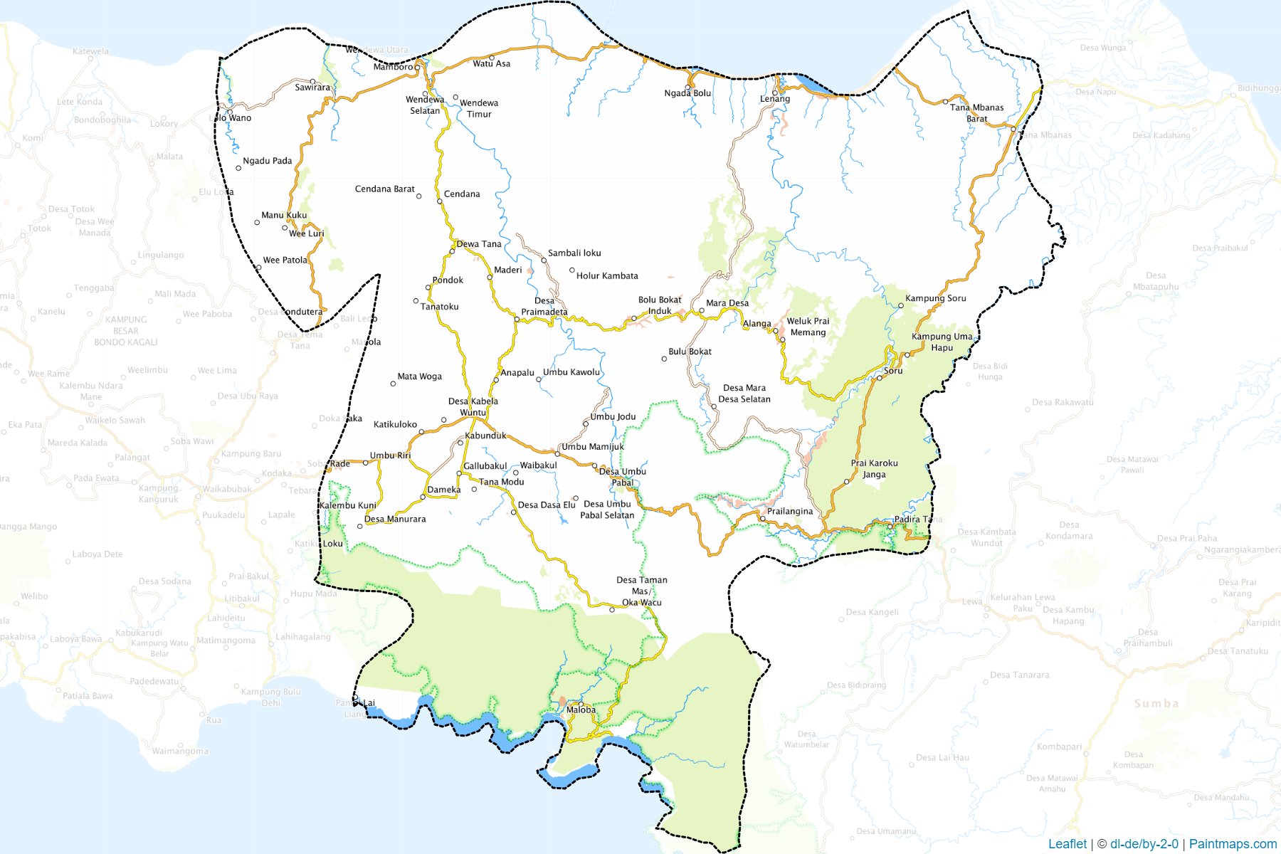 Muestras de recorte de mapas Sumba Tengah (Nusa Tenggara Timur)-1