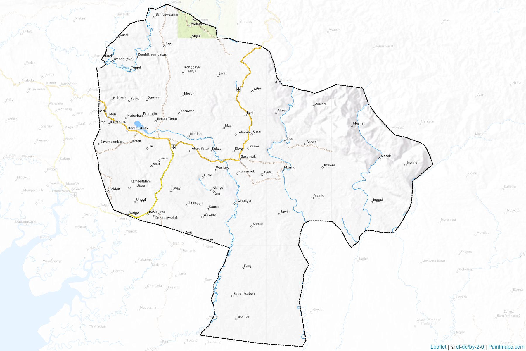 Muestras de recorte de mapas Maybrat (Irian Jaya Barat)-1