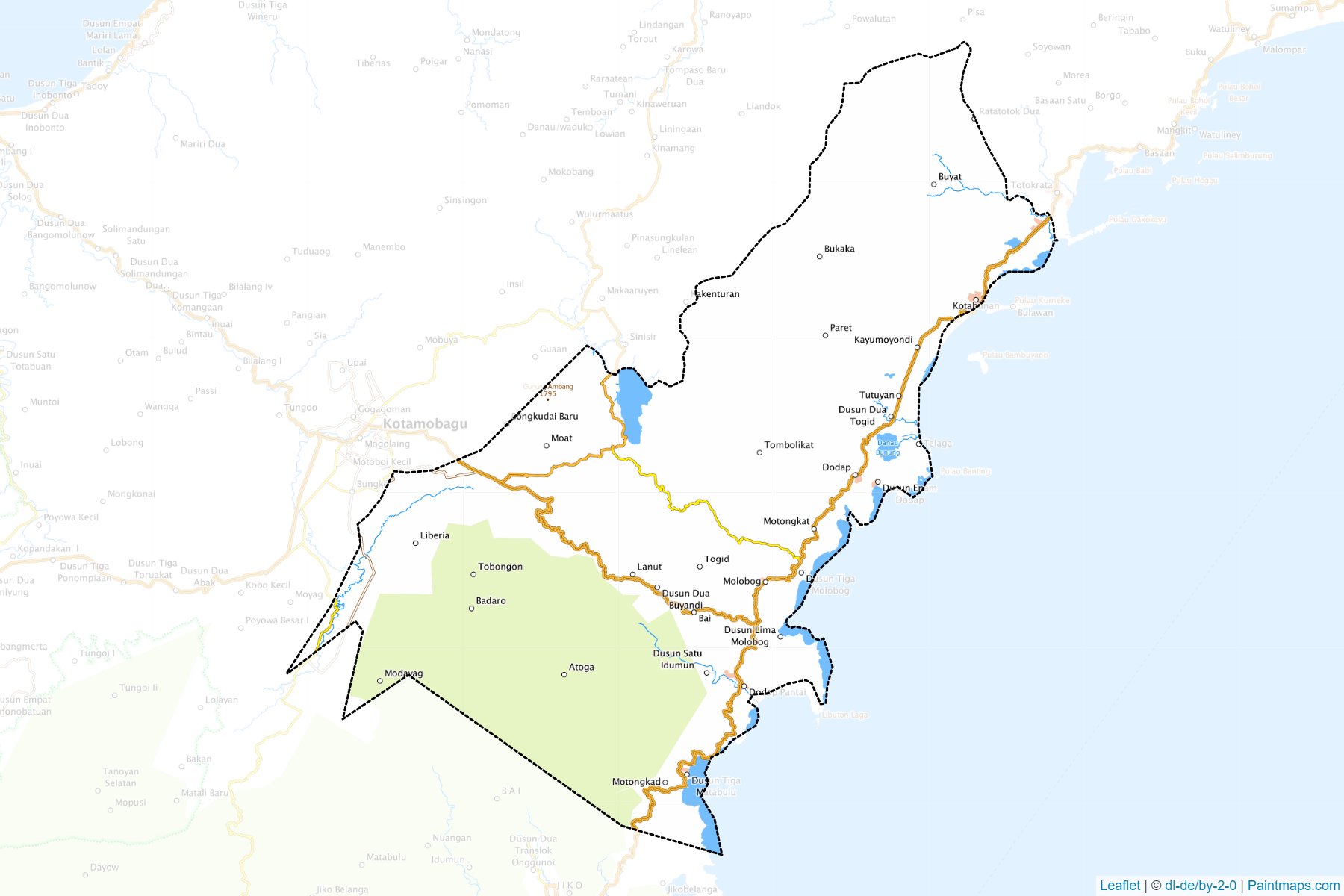 Muestras de recorte de mapas Bolaang Mongondow Timur (Sulawesi Utara)-1