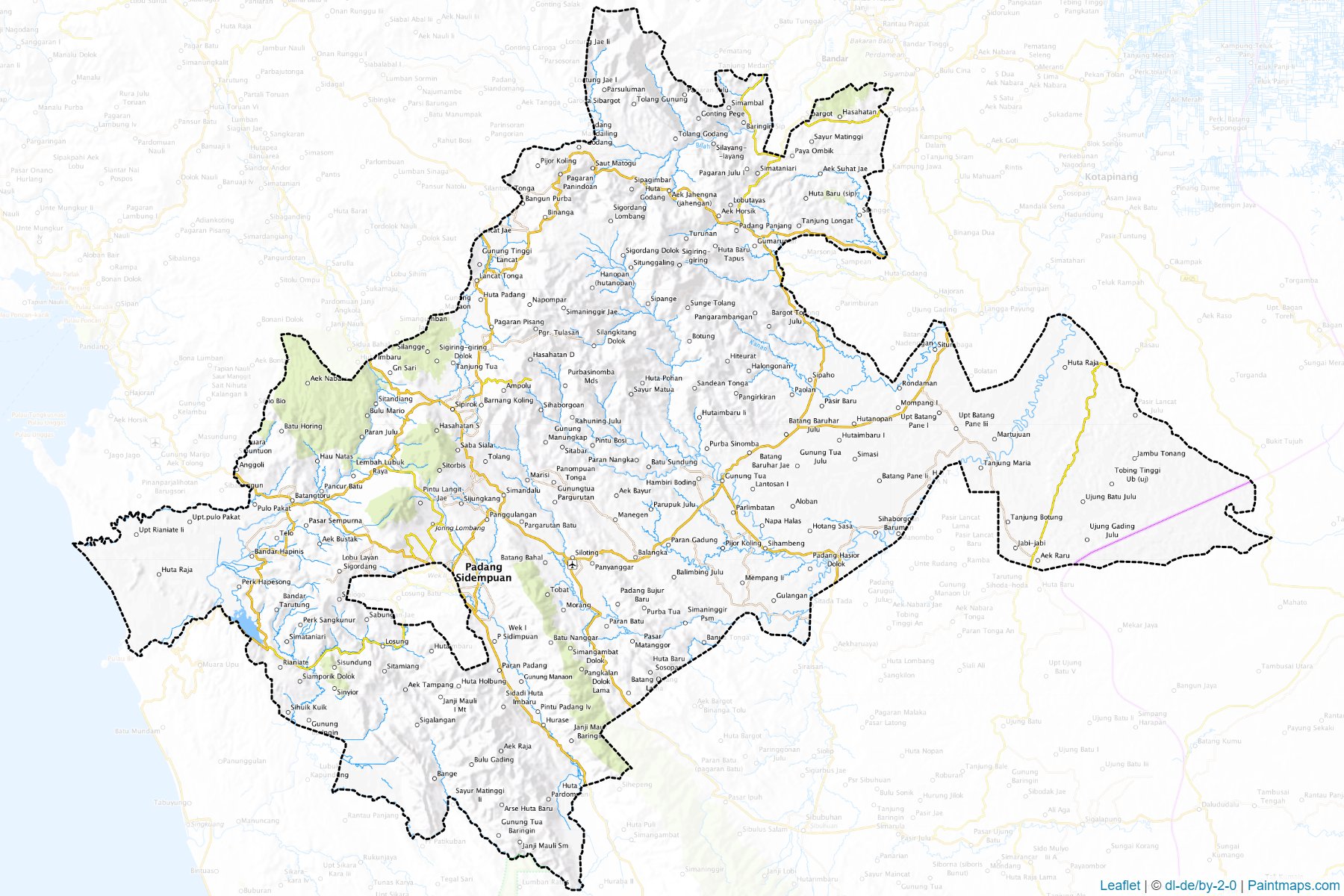 Sample maps of Padang Lawas Utara generated with map cropping (masking ...