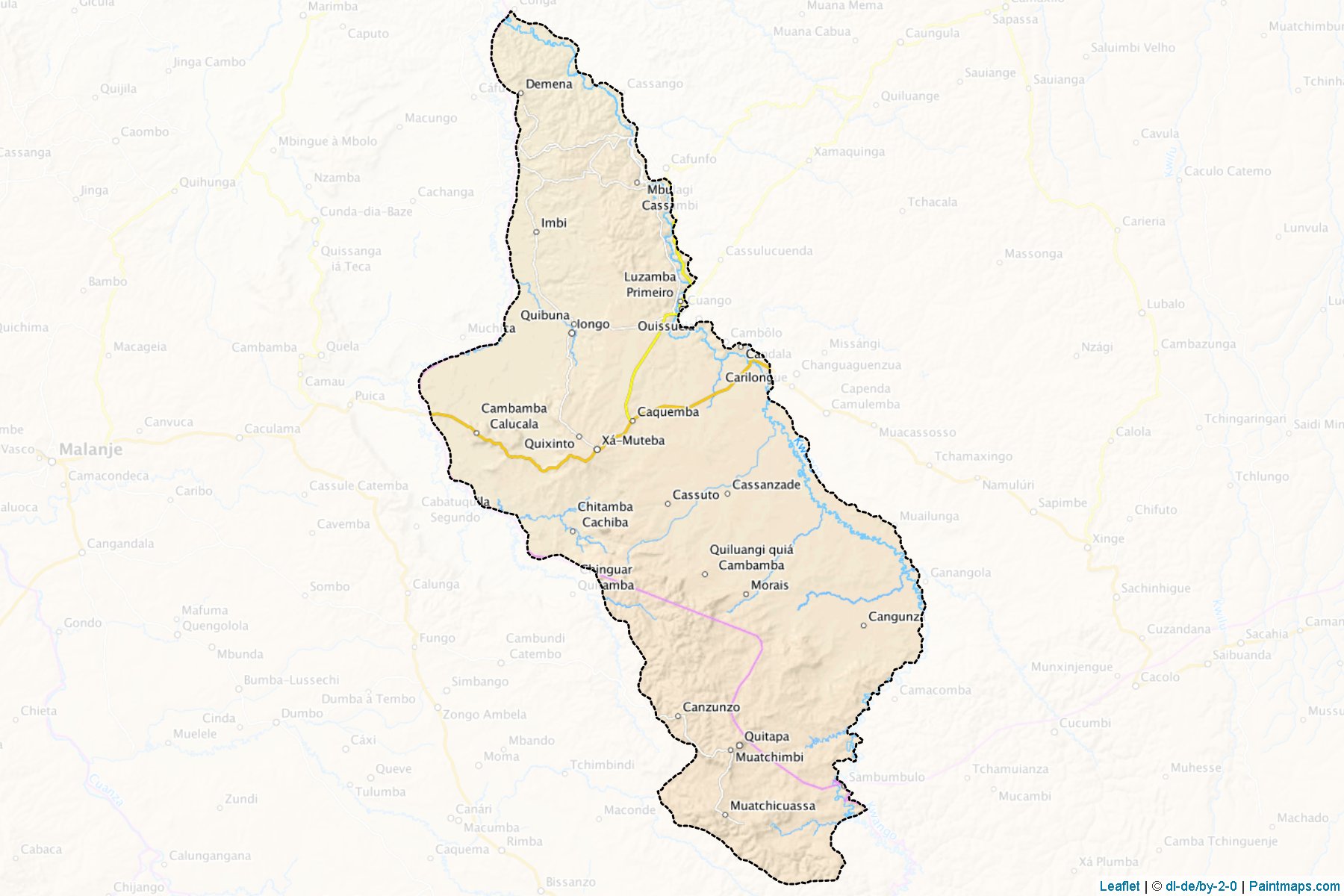 Xa-Muteba (Lunda Norte Bölgesi) Haritası Örnekleri-1