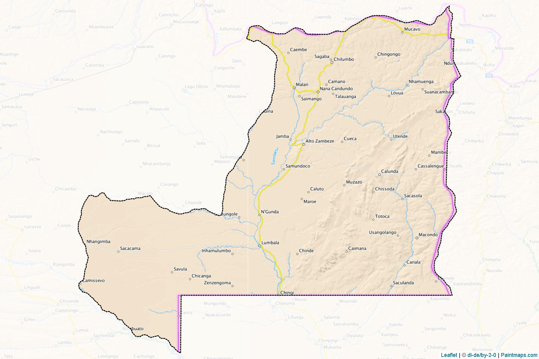 Alto Zambeze (Moxico Bölgesi) Haritası Örnekleri-1