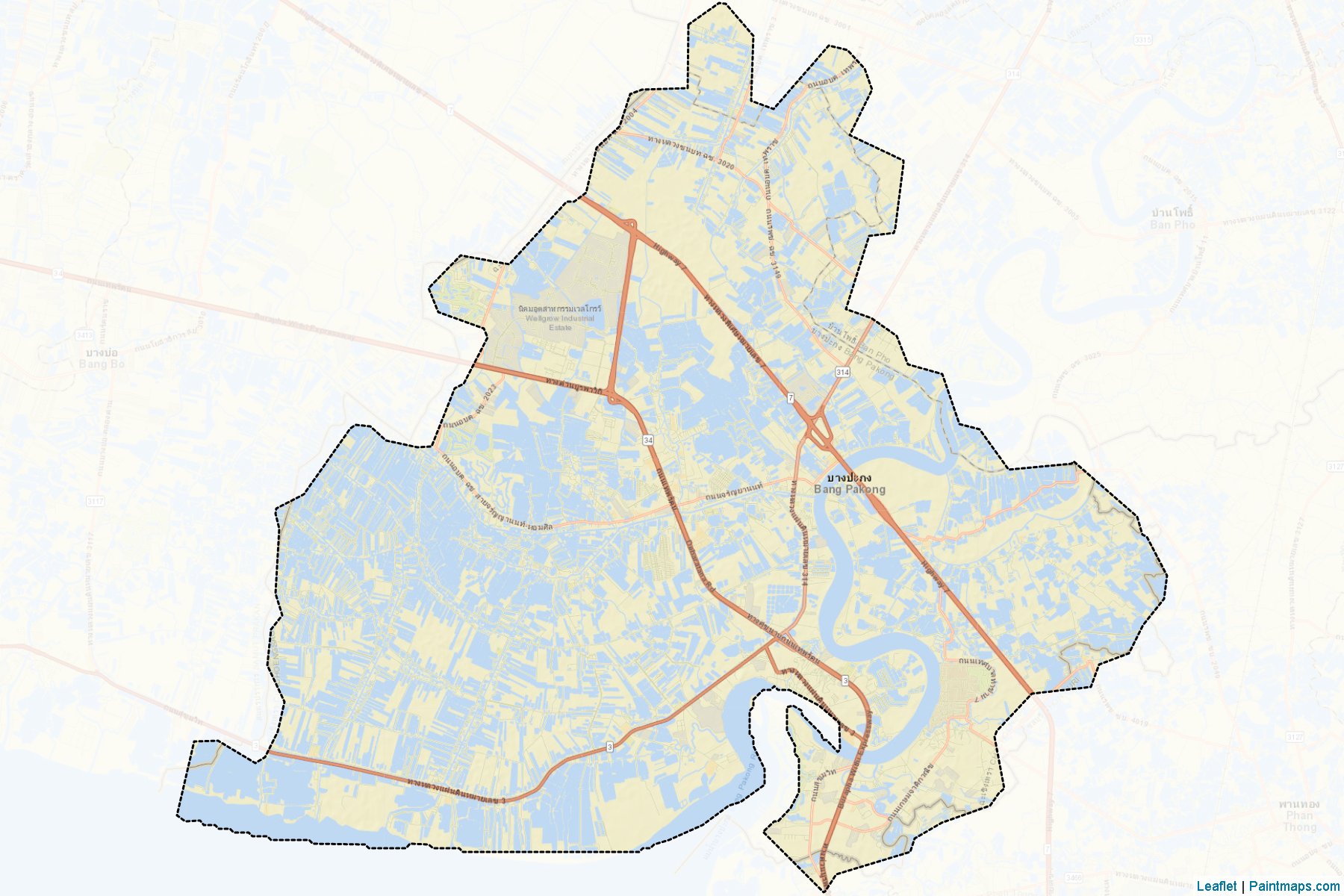 Muestras de recorte de mapas Bang Pakong (Chachoengsao)-2