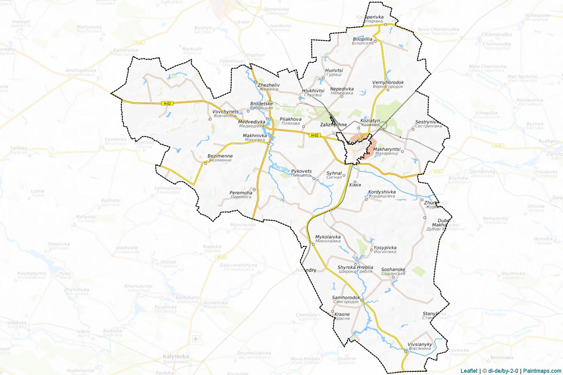 Muestras de recorte de mapas Koziatynskyi (Vinnytsia)-1