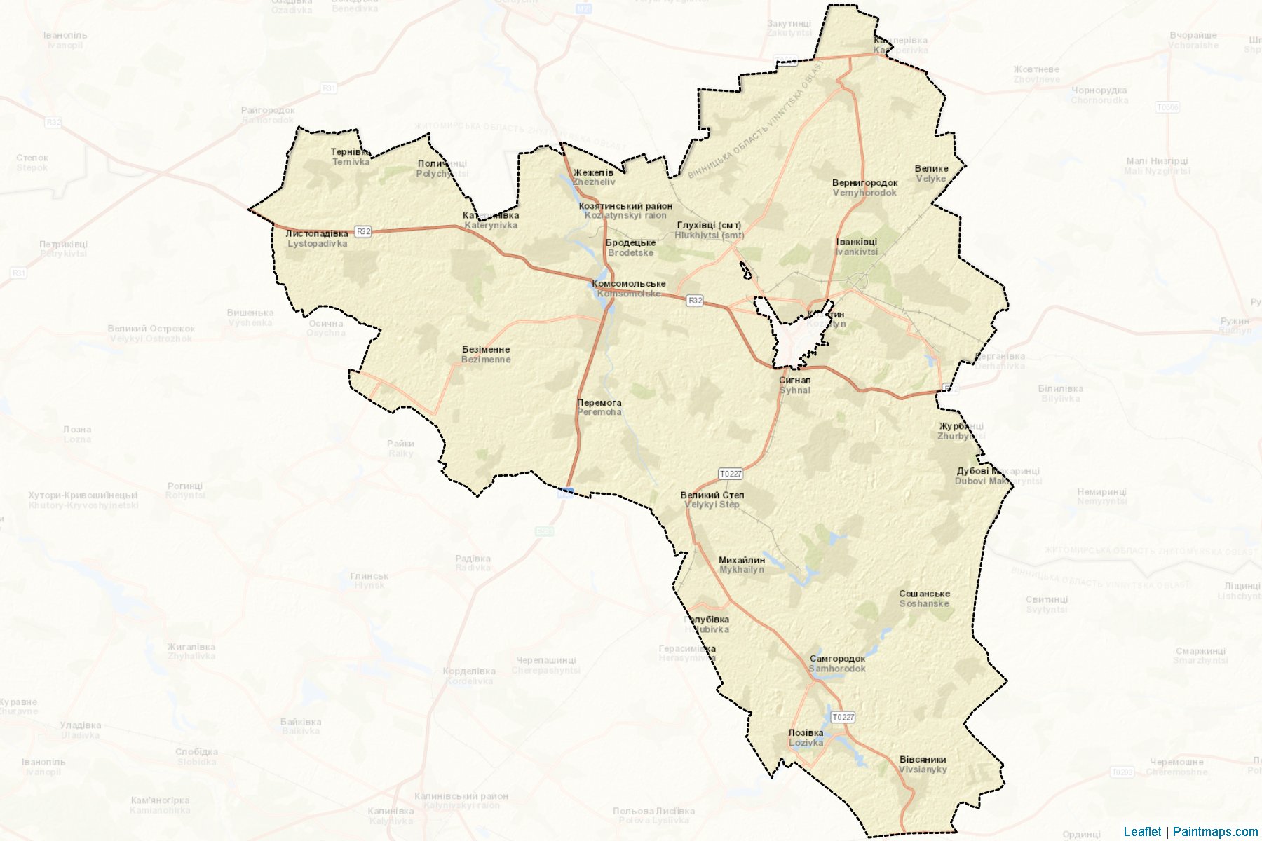 Muestras de recorte de mapas Koziatynskyi (Vinnytsia)-2