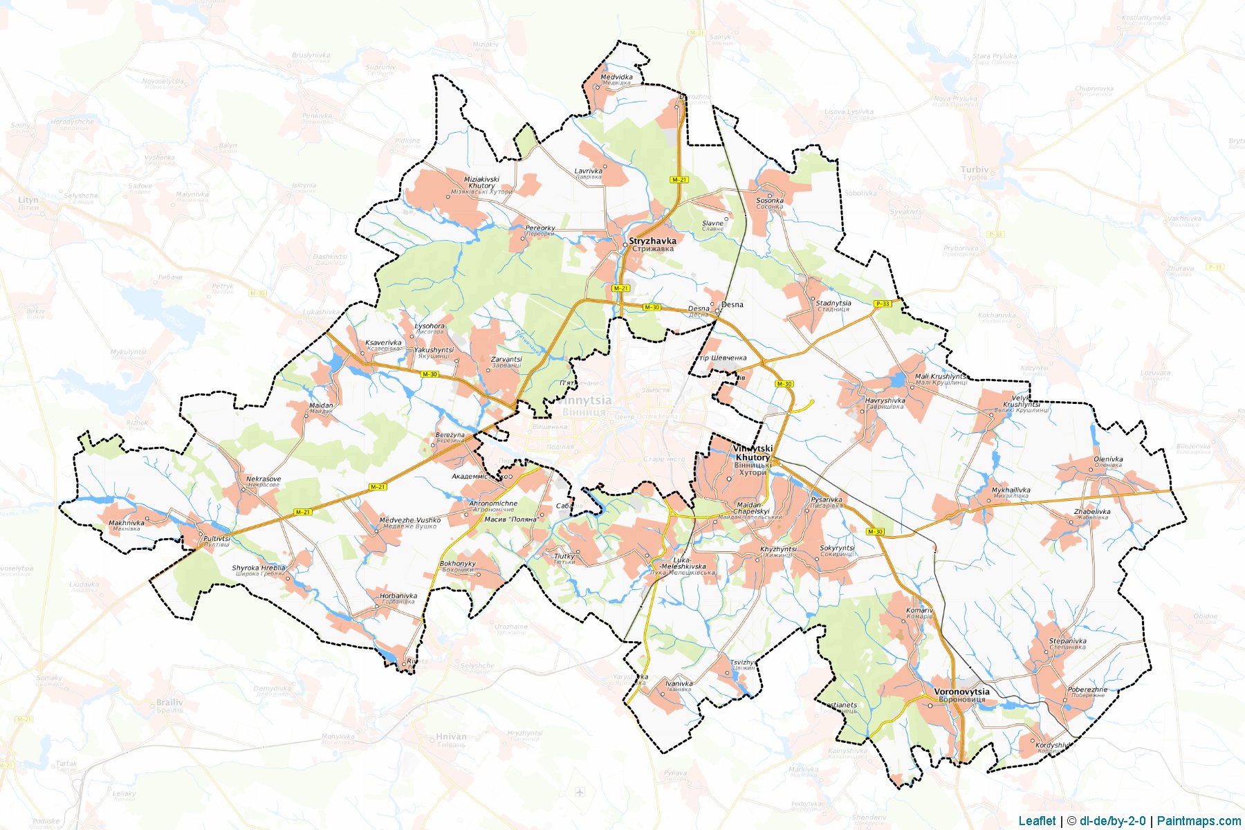 Muestras de recorte de mapas Vinnytskyi (Vinnytsia)-1