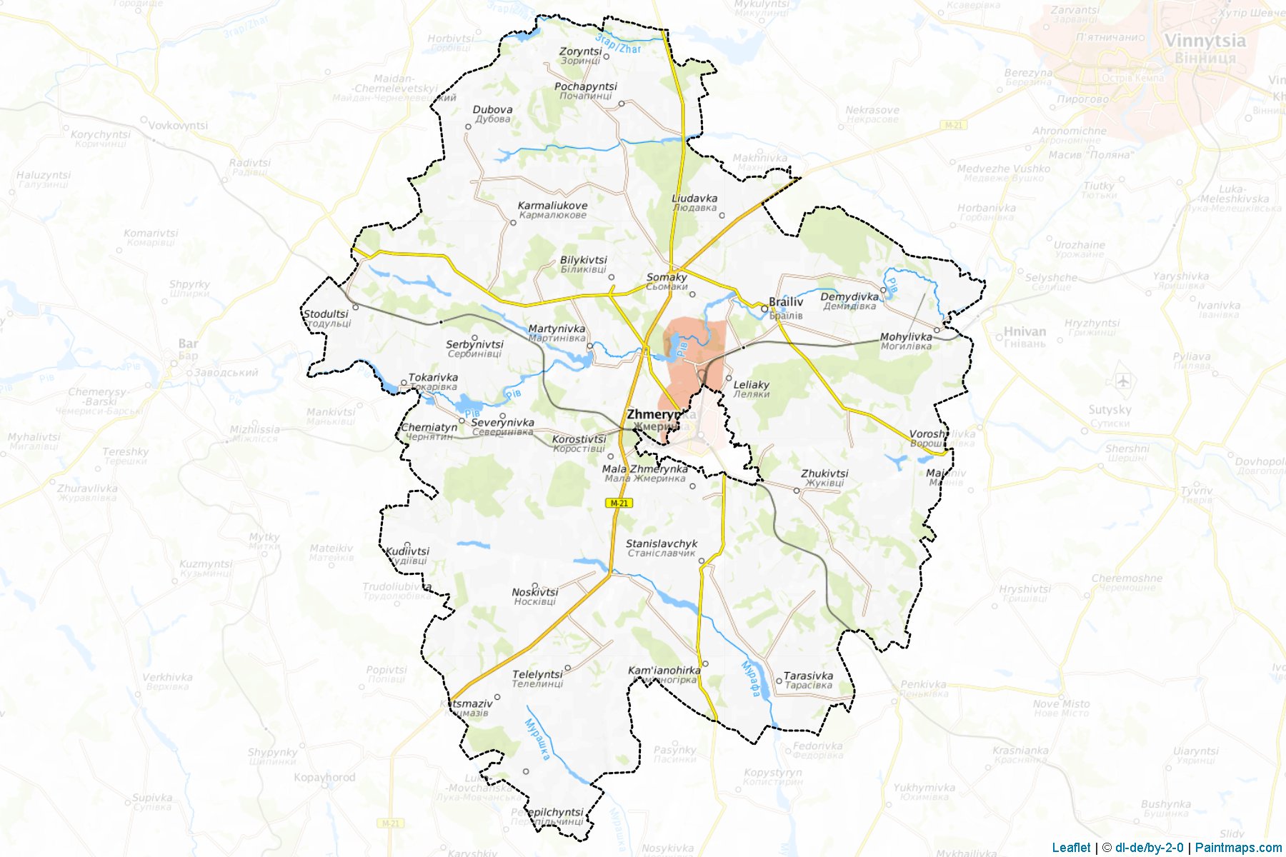 Muestras de recorte de mapas Zhmerynskyi (Vinnytsia)-1