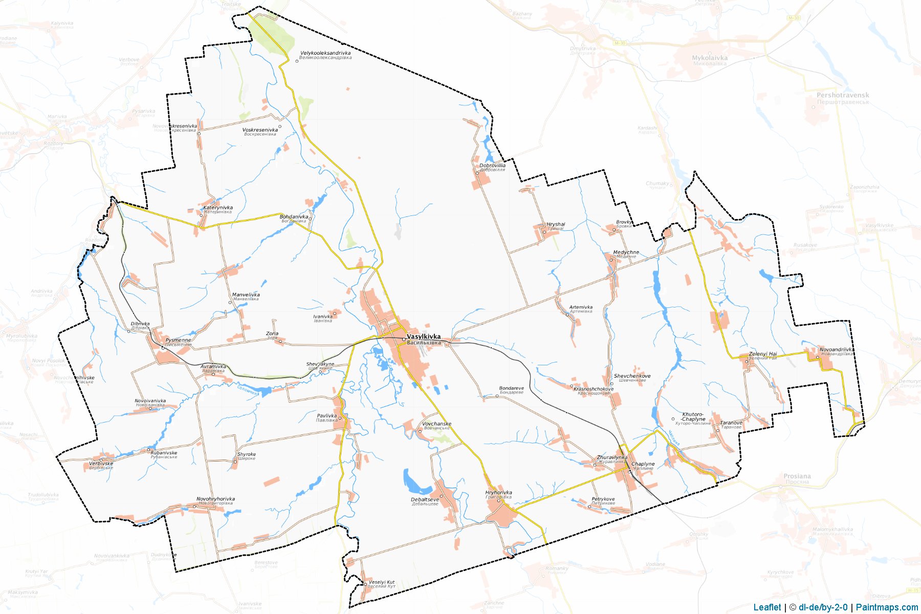 Muestras de recorte de mapas Vasylkivskyi (Dnipropetrovs'k)-1