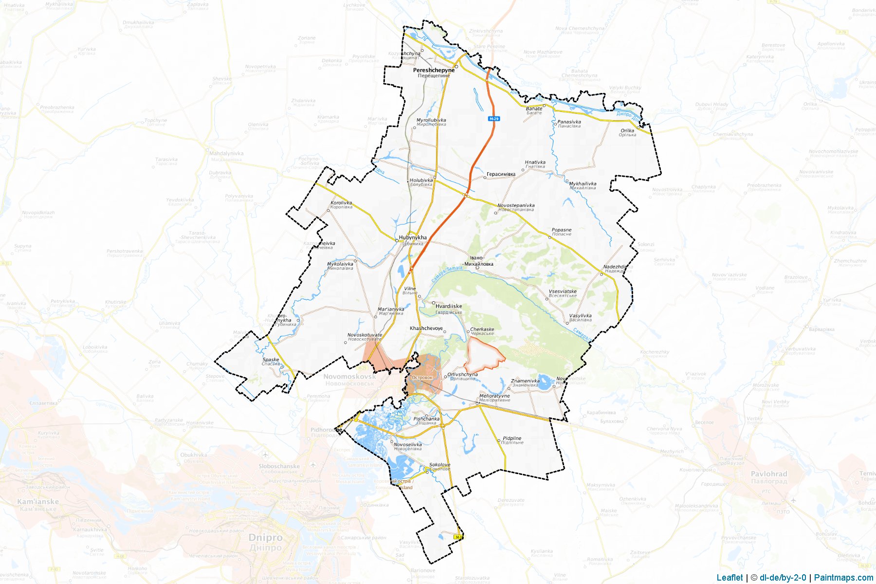 Muestras de recorte de mapas Novomoskovskyi (Dnipropetrovs'k)-1