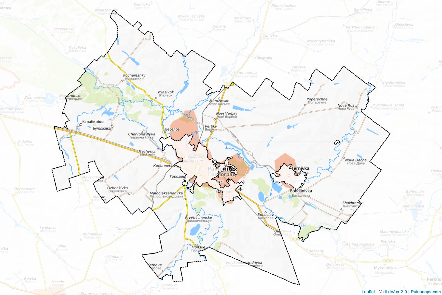 Muestras de recorte de mapas Pavlohradskyi (Dnipropetrovs'k)-1