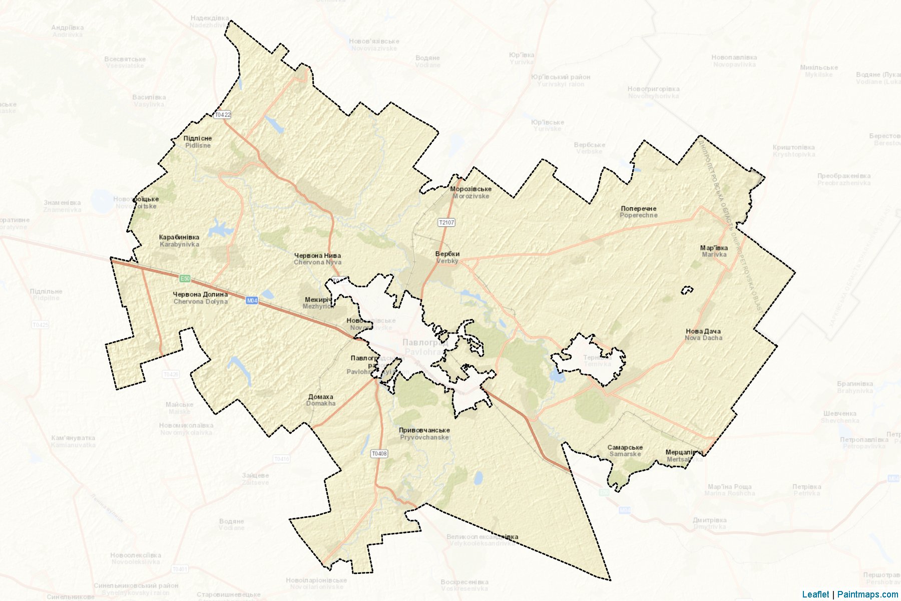 Muestras de recorte de mapas Pavlohradskyi (Dnipropetrovs'k)-2