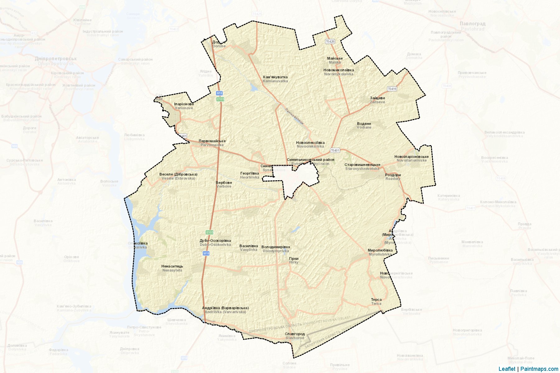 Muestras de recorte de mapas Synelnykivskyi (Dnipropetrovs'k)-2