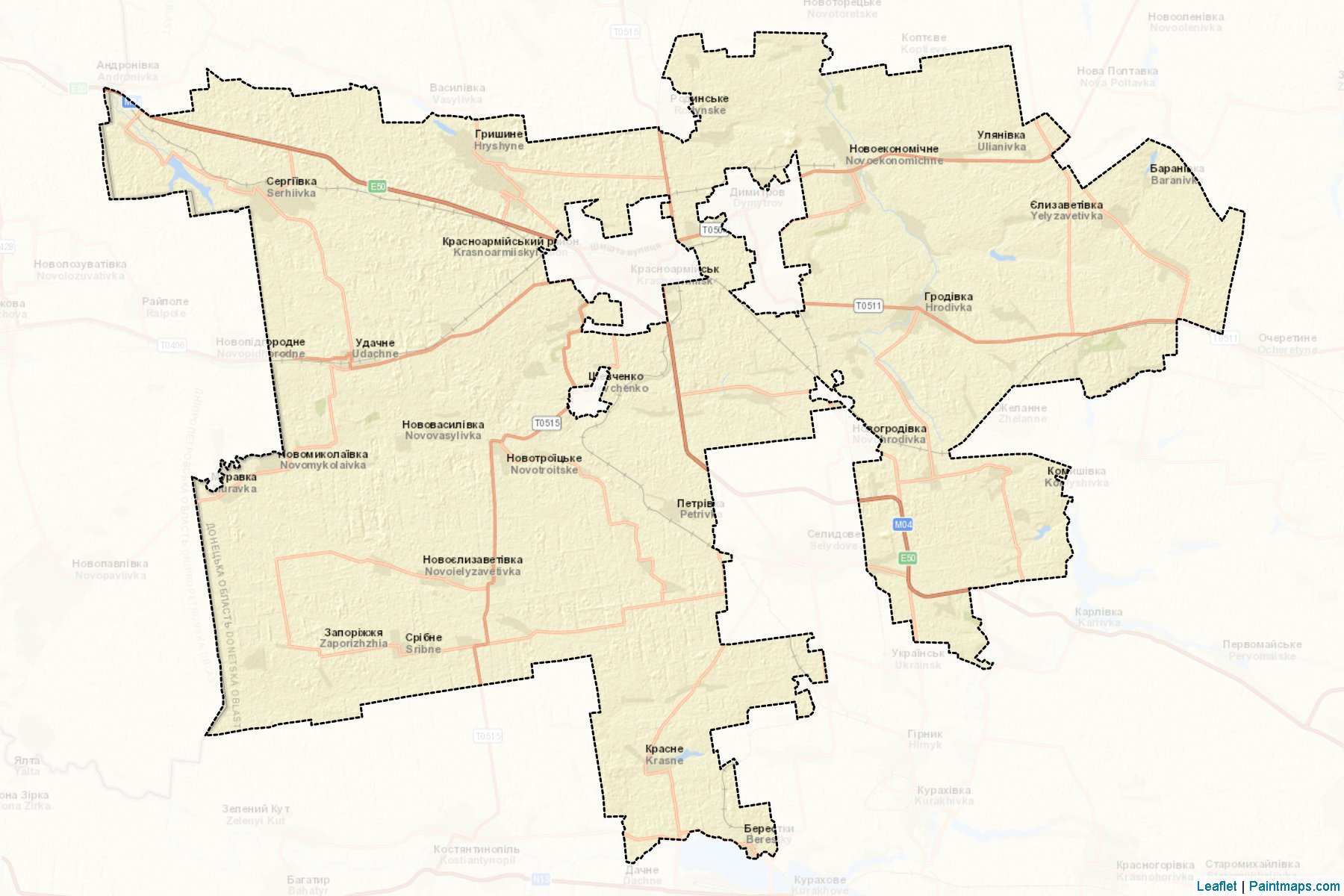 Muestras de recorte de mapas Krasnoarmiiskyi (Donetsk)-2