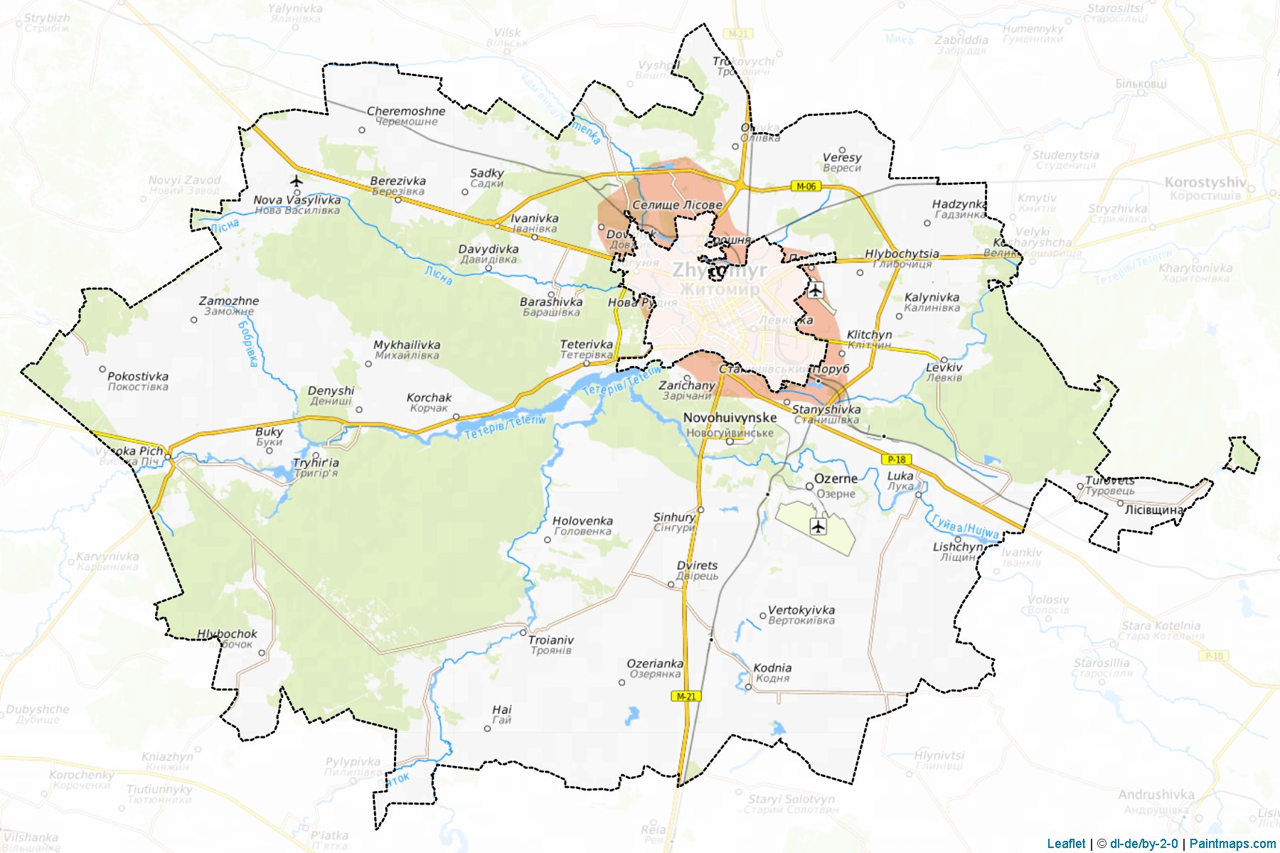 Muestras de recorte de mapas Zhytomyrskyi (Zhytomyr)-1