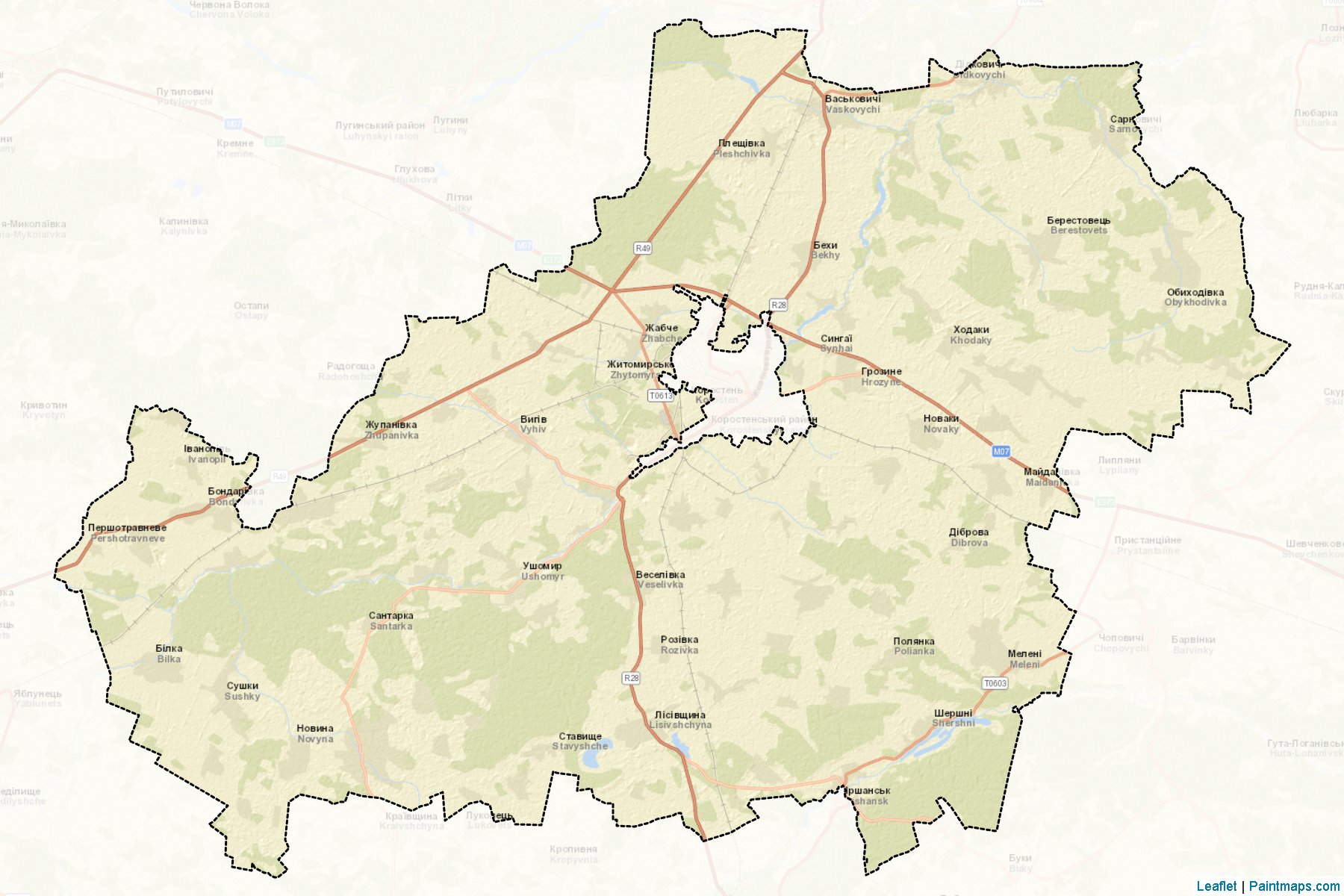 Muestras de recorte de mapas Korostenskyi (Zhytomyr)-2