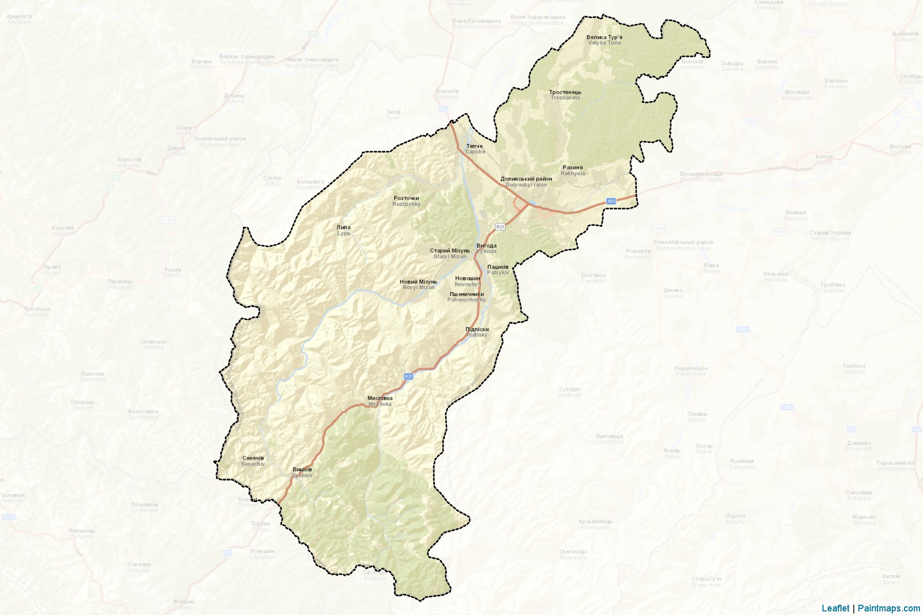 Muestras de recorte de mapas Dolynskyi (Ivano-Frankivs'k)-2