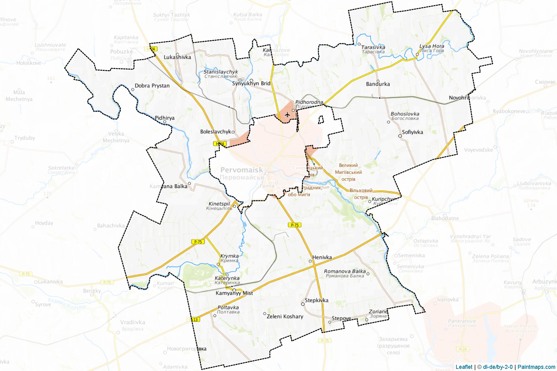 Muestras de recorte de mapas Pervomaiskyi (Mykolaiv)-1