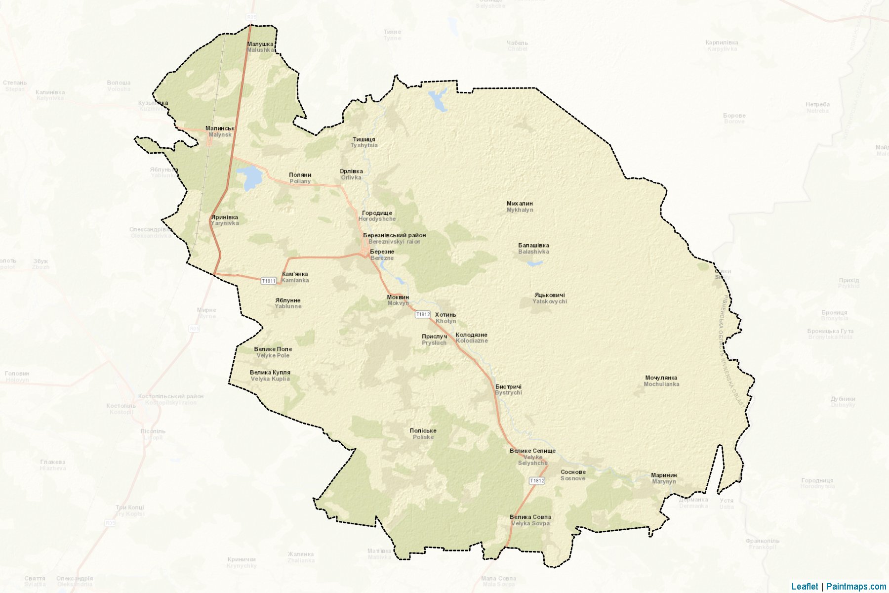 Muestras de recorte de mapas Bereznivskyi (Rivne)-2